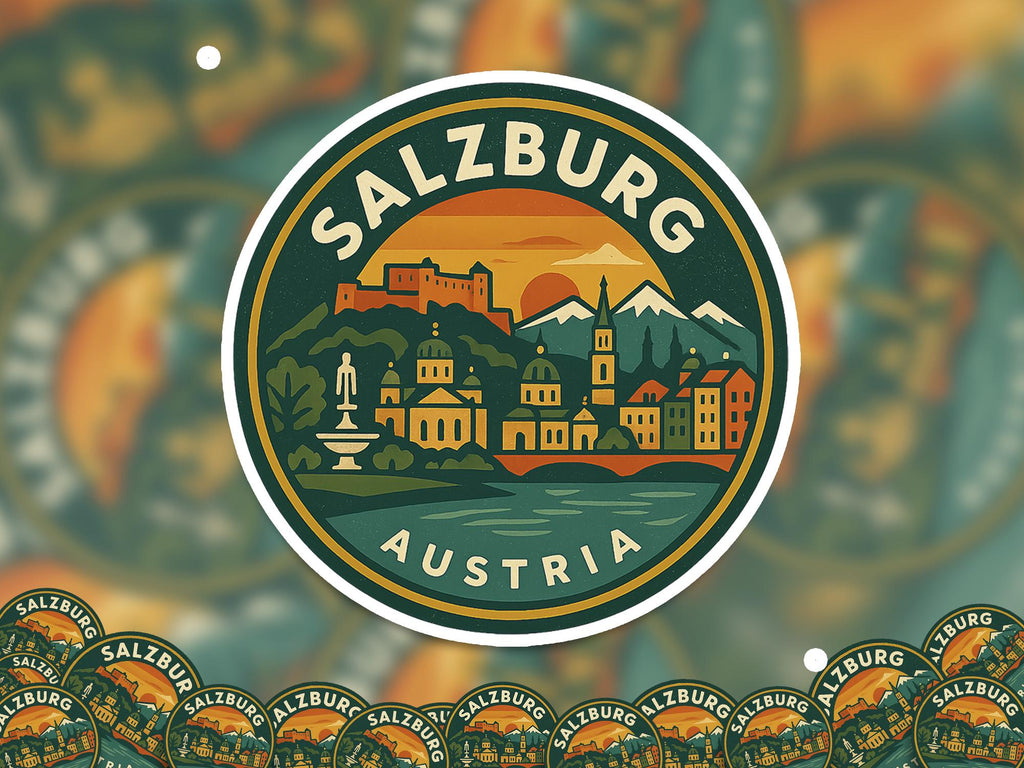 Salzburg Austria Sticker Kiss-Cut Vinyl, Waterproof Decal, Retro Travel Lover Collection