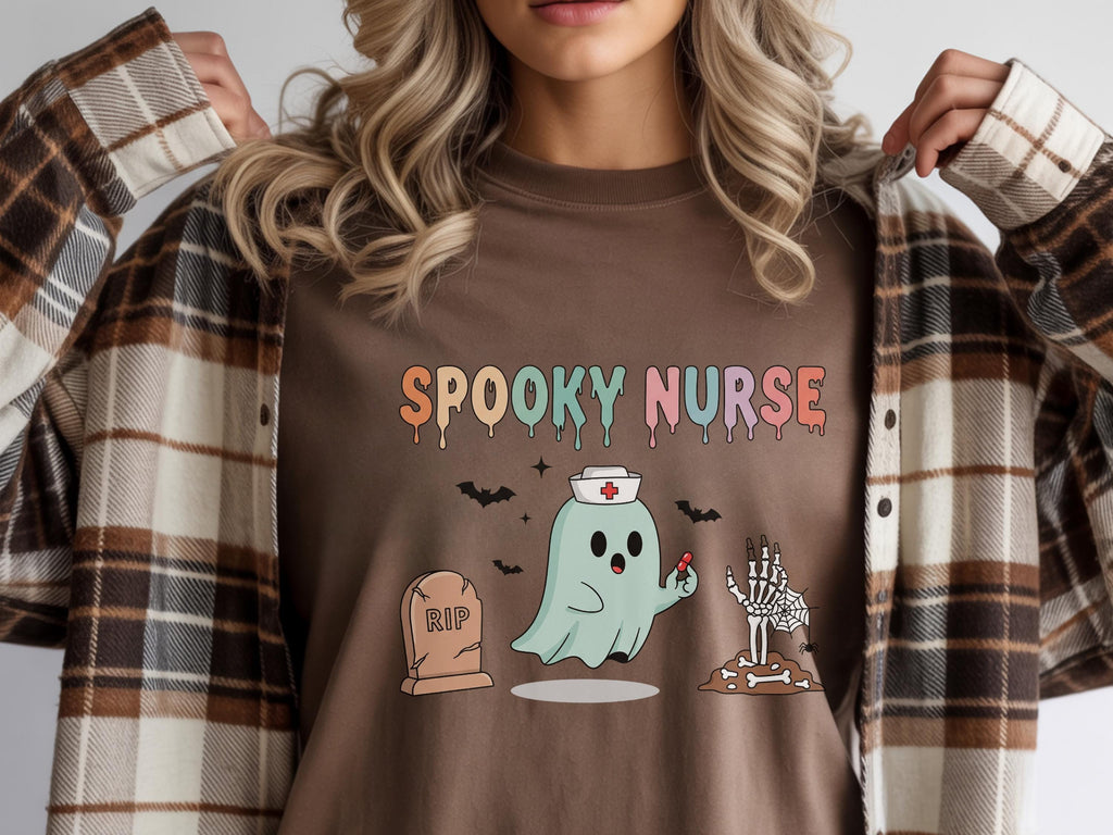 Cute Spooky Nurse Halloween Shirt, Funny RN Sweatshirt, Cute Fall Apparel, Cozy Autumn Outfit, Unique Gift for Nurse