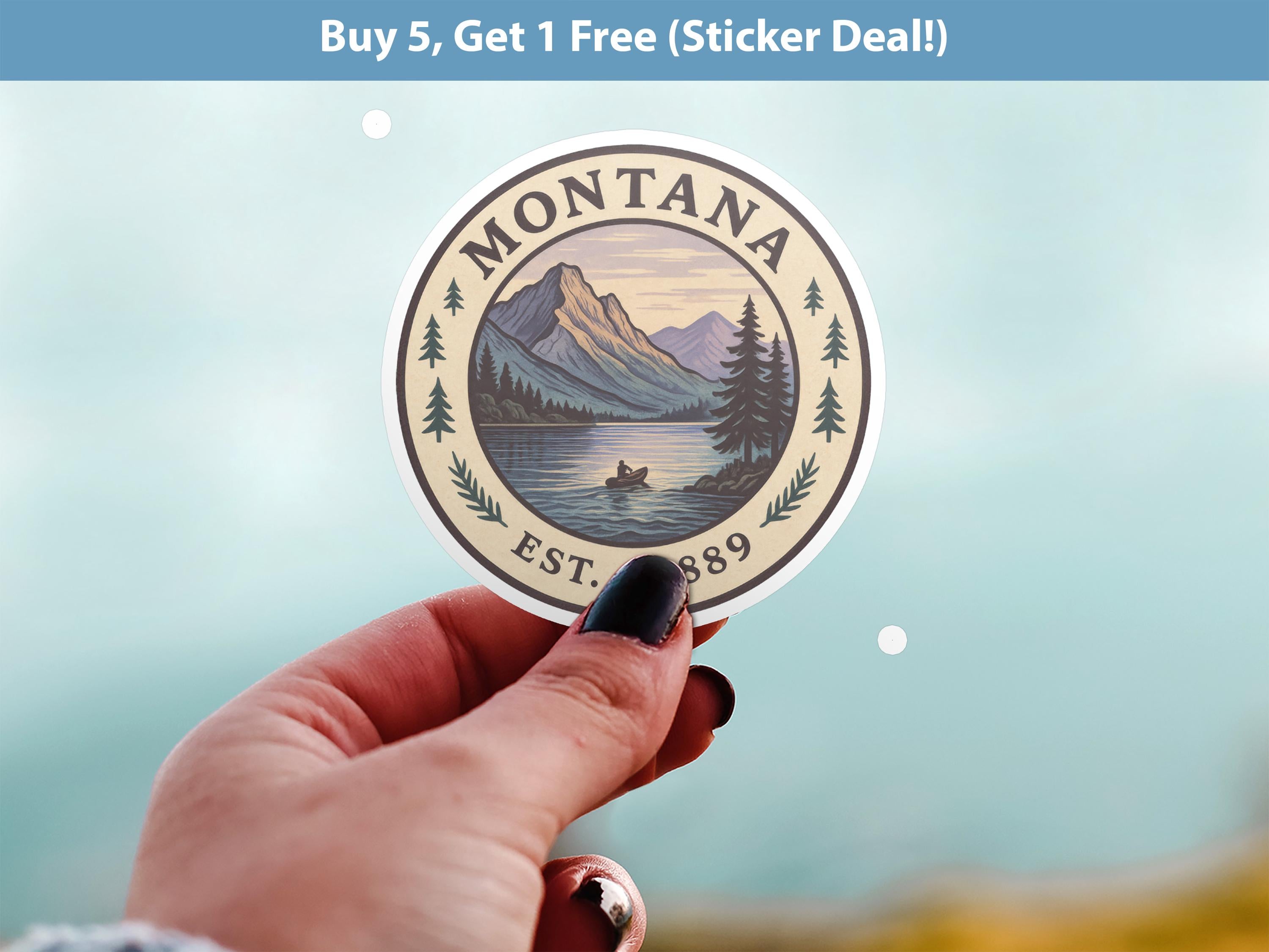 Montana Sticker, Vintage US States Retro Decal, Waterproof Retro Travel Collection for Laptop Tumbler