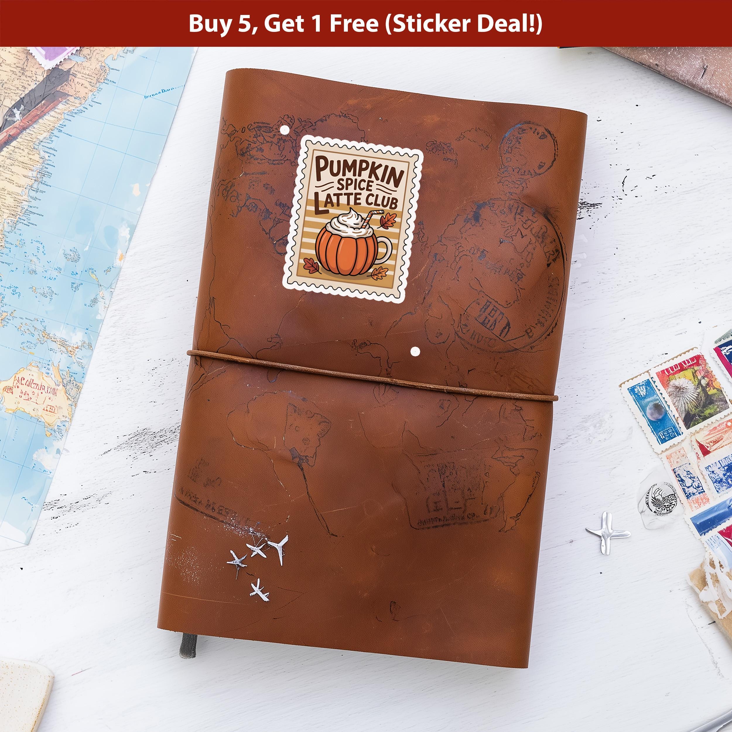 Pumpkin Spice Latte Club Stamp Sticker, Spooky Halloween Waterproof Decal for tumbler, kindle