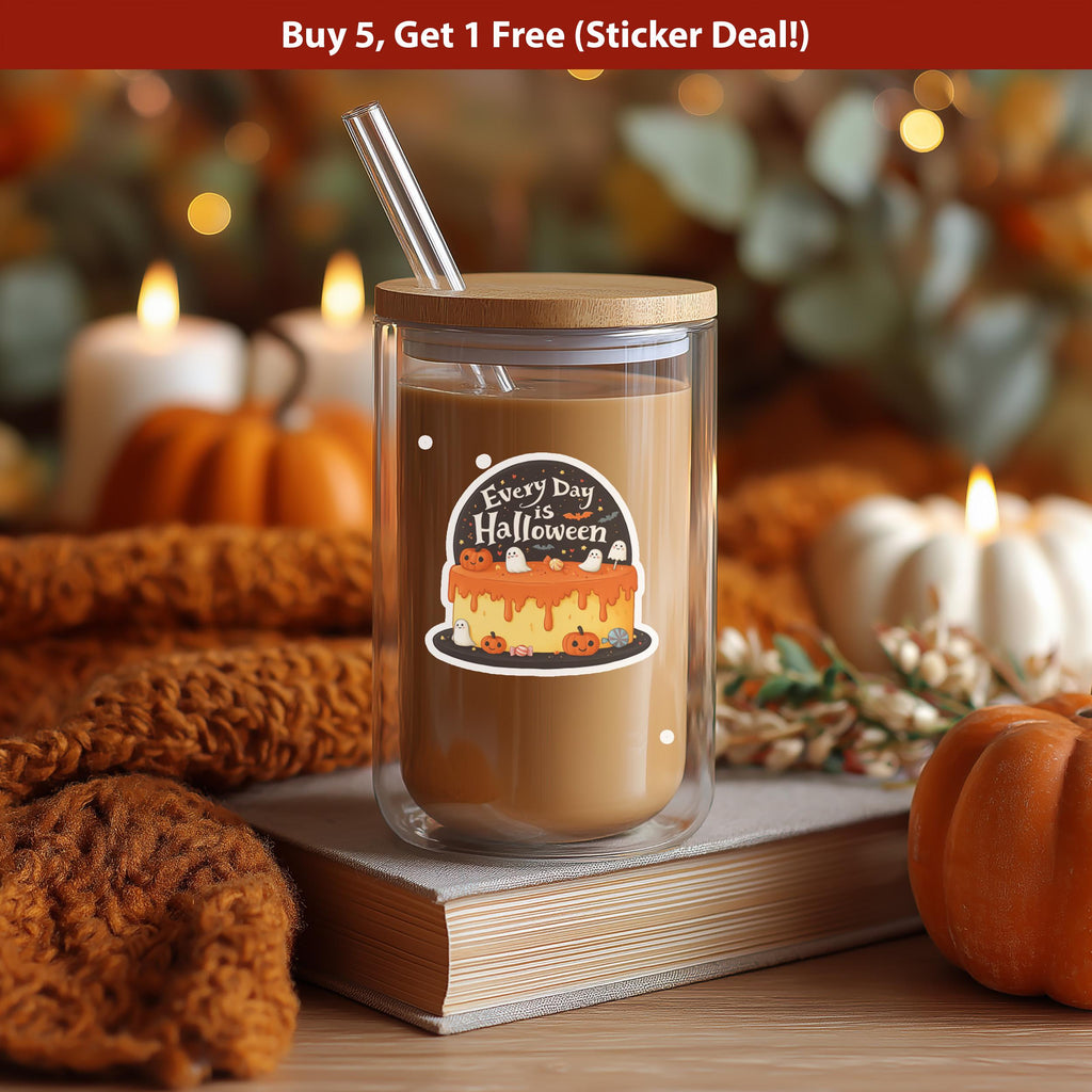 Halloween Sticker: Pumpkin Ghost Cake, Spooky Decal