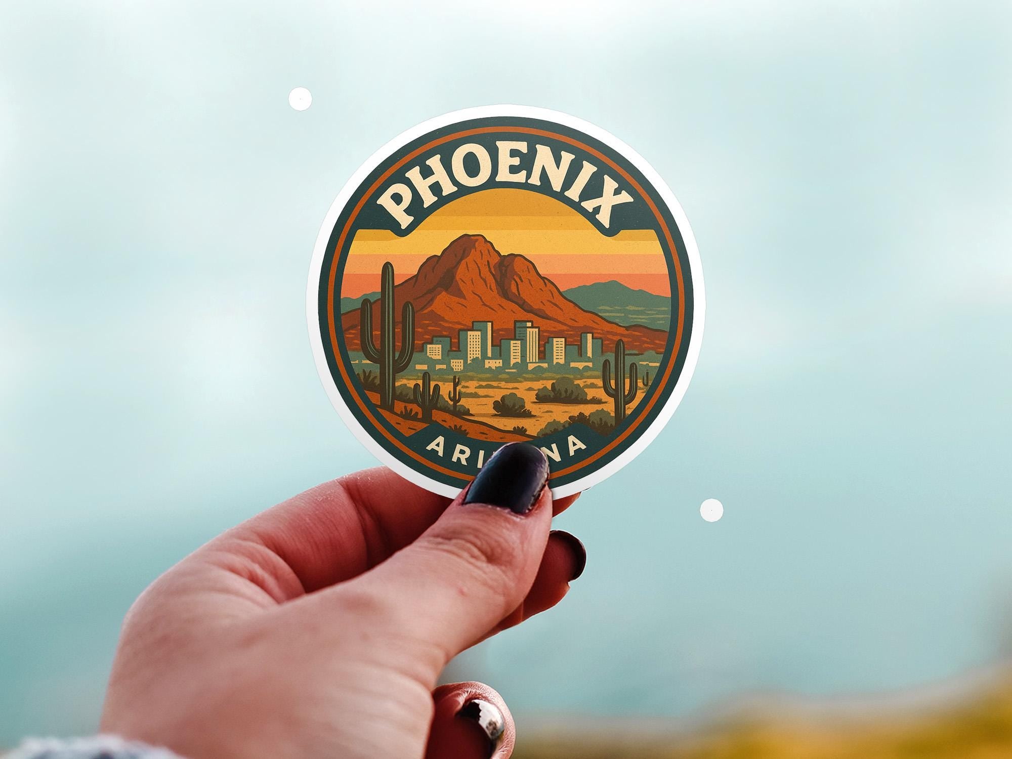 Phoenix Arizona Kiss-Cut Vinyl, Waterproof Decal, US Retro Travel Lover Collection