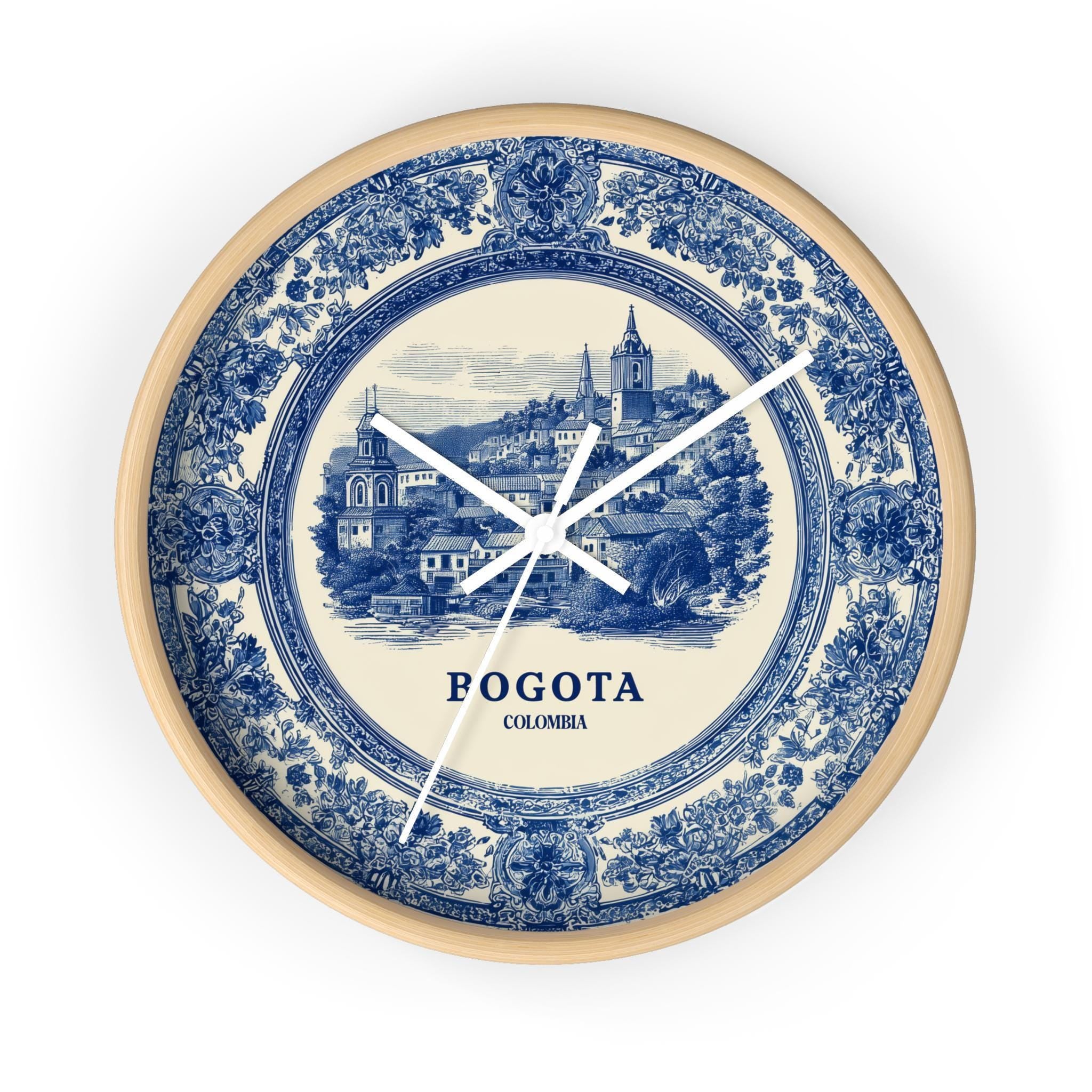 Bogota Colombia Wall Clock, Delf style Home Decor, Vintage City Travel Keepsake Art