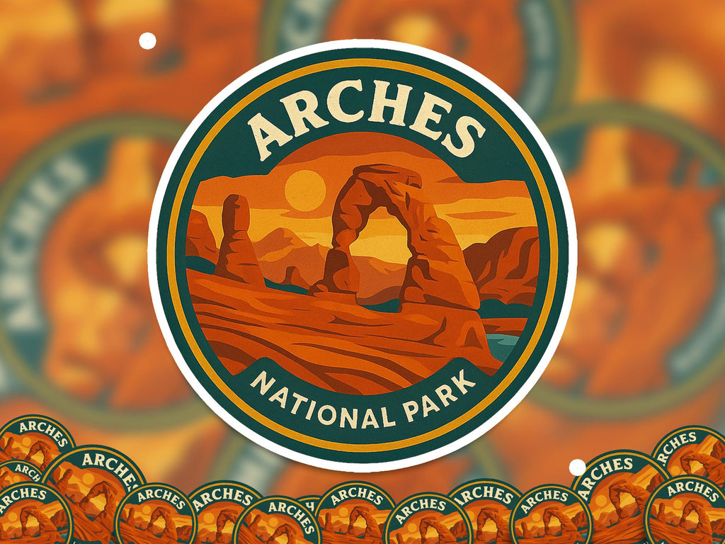 Arches National Park Sticker Kiss-Cut Vinyl, Waterproof Decal, Retro Travel Lover Collection