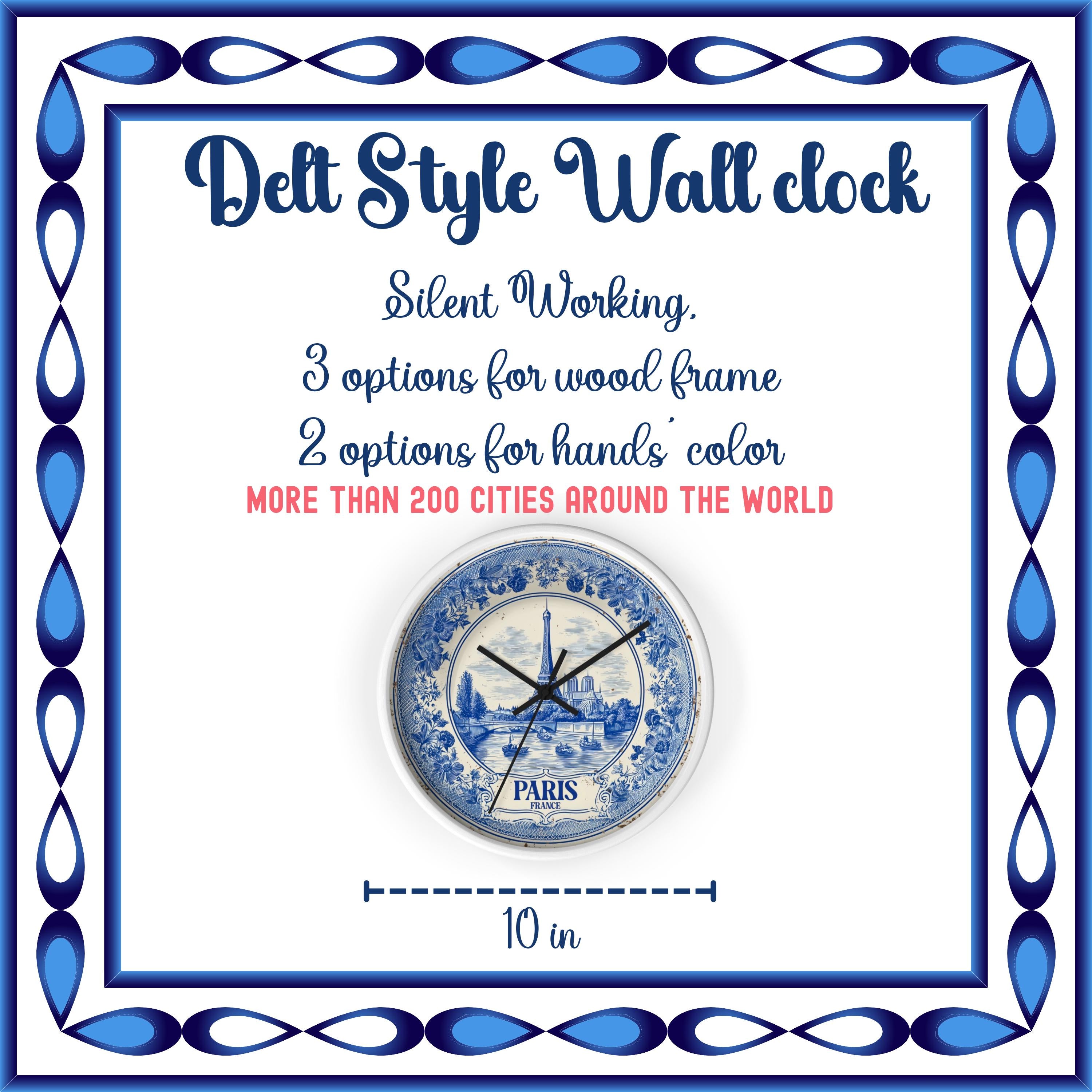 Riga Latvia Wall Clock, Delf style Home Decor, Vintage City Travel Keepsake Art