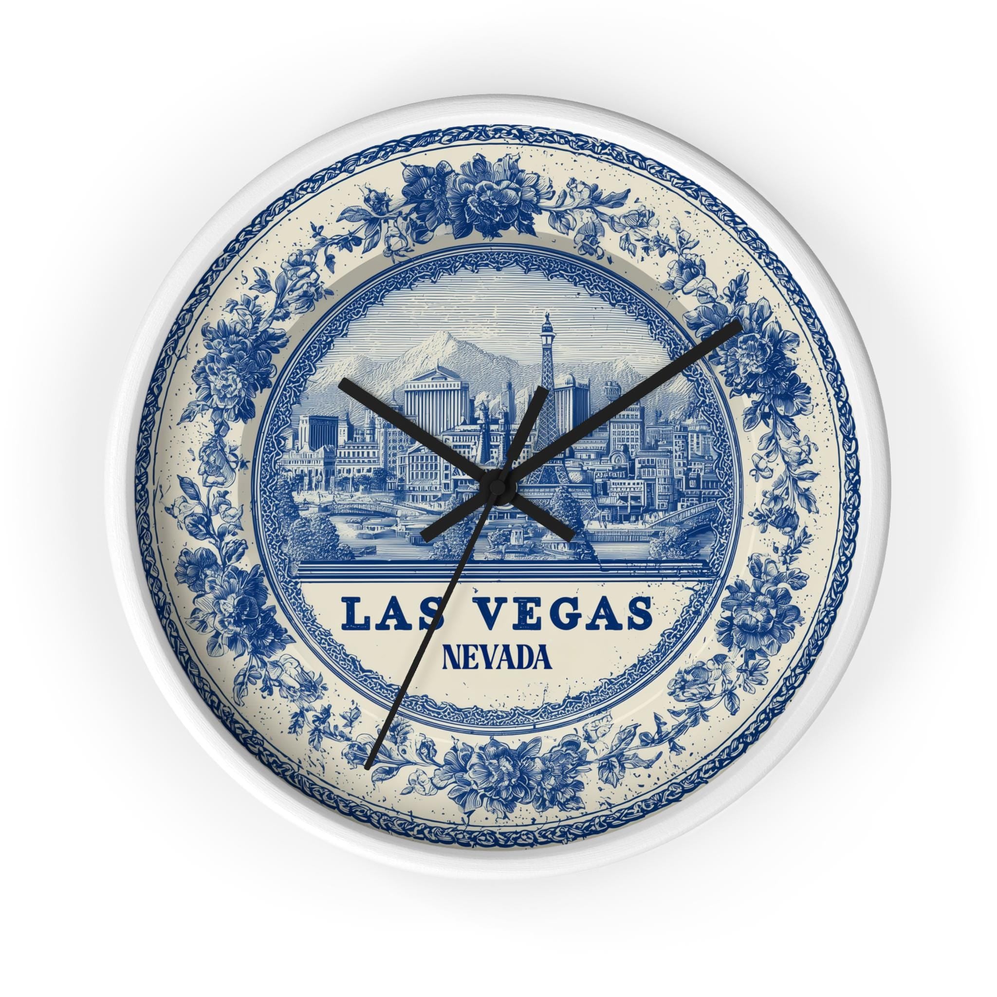 Las Vegas Nevada Wall Clock, Delf style Home Decor, Vintage City Travel Keepsake Art