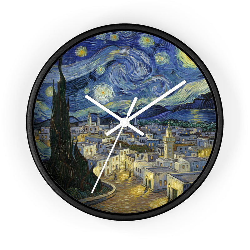 Tunis Tunisia Wall Clock Vintage Van Gogh Starry Night Home Gift