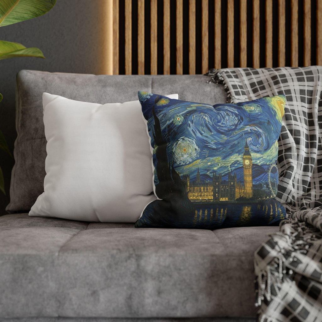 London England Pillowcase Starry Night, Van Gogh Throw Pillow Canvas Home Decor Gift
