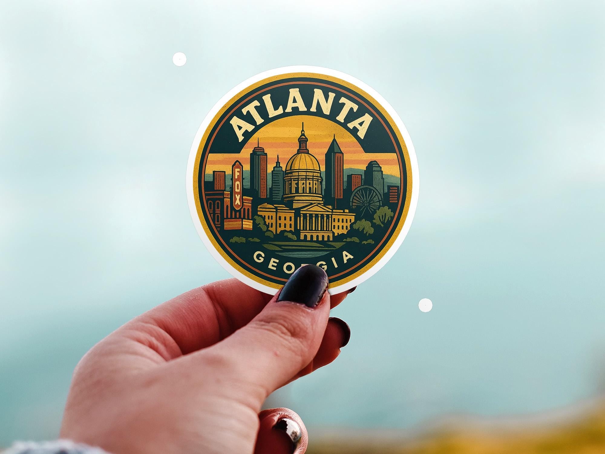 Atlanta Georgia United States Kiss-Cut Vinyl, Waterproof Decal, Retro Travel Lover Collection