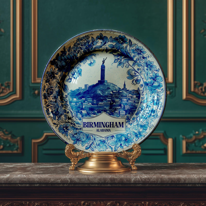Birmingham Decorative Plate, Delft Vintage Home Decor Personalized Gift Housewarming gift Alabama Travel