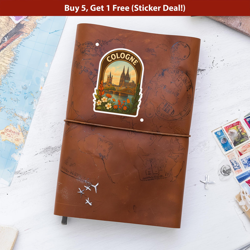 Cologne Germany Sticker, Vintage City Vinyl Decal, Retro Travel Lover Collection, Journal Scrapbook