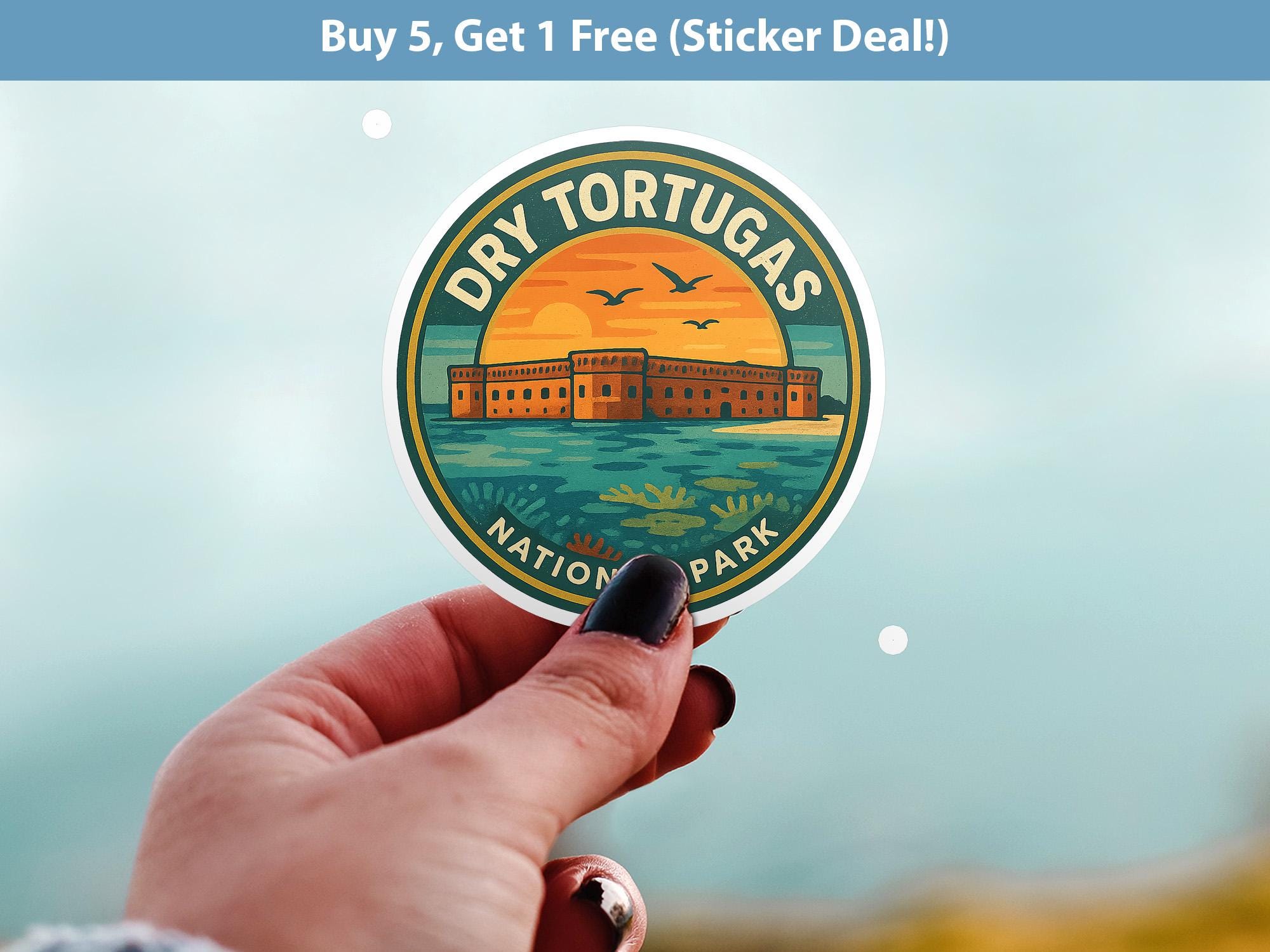 Dry Tortugas National Park Sticker, Retro Vinyl Waterproof Decal, Vintage USA Travel Collection
