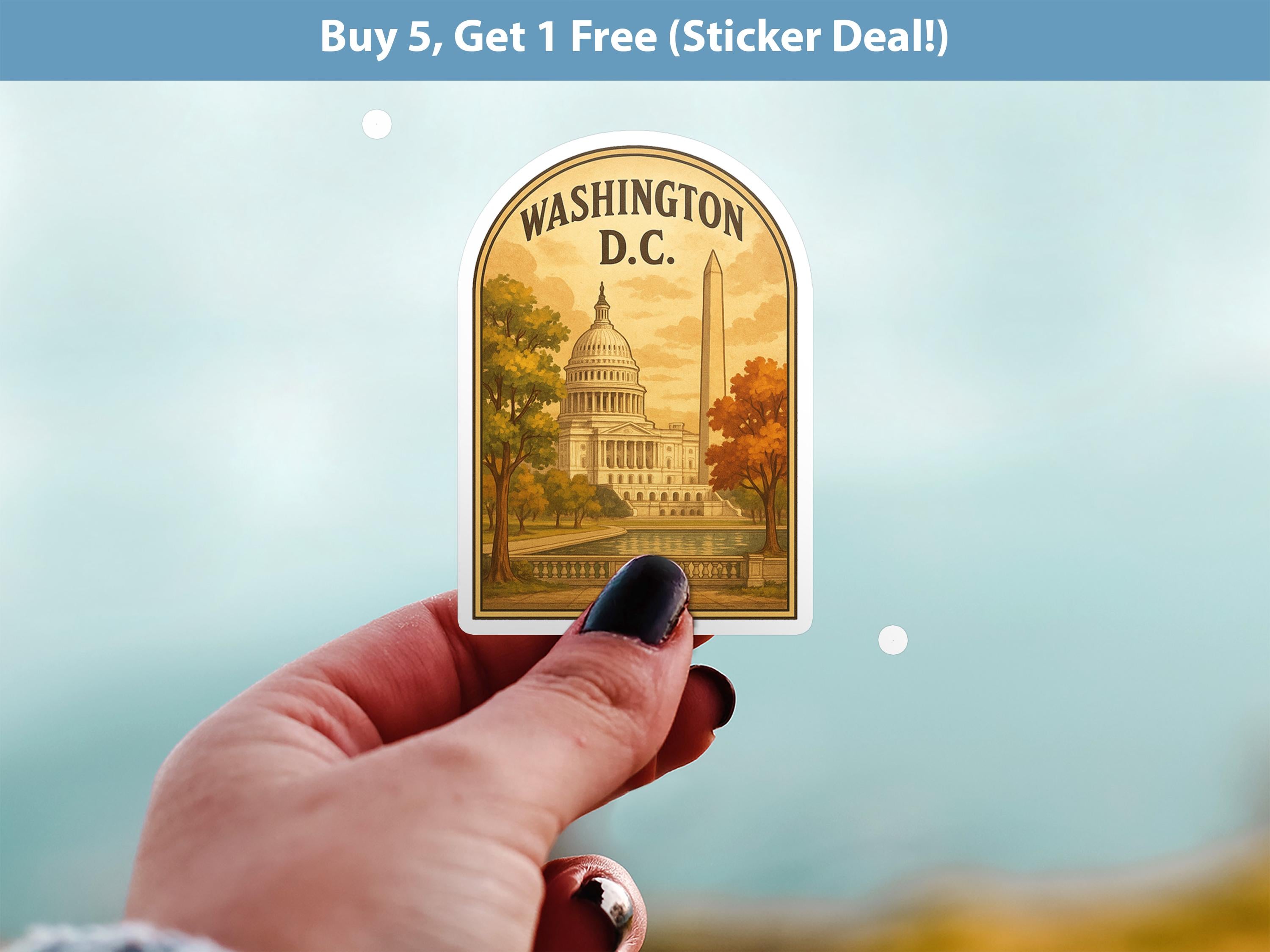 Washington Sticker, Vintage City Vinyl Decal, Retro Travel Lover Collection, Journal Scrapbook