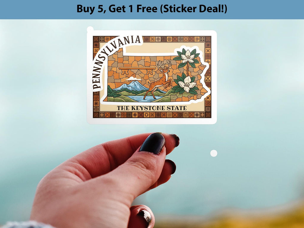 Pennsylvania State Sticker, USA Kiss-Cut Vinyl, Landmark Waterproof Decal, United States Travel Collection