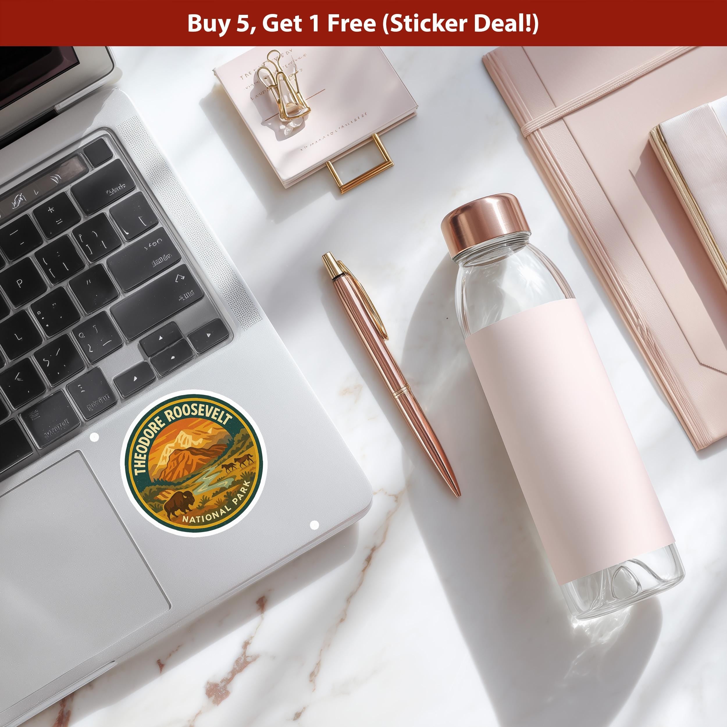 Theodore Roosevelt National Park Sticker, Retro Vinyl Waterproof Decal, Vintage USA Travel Collection