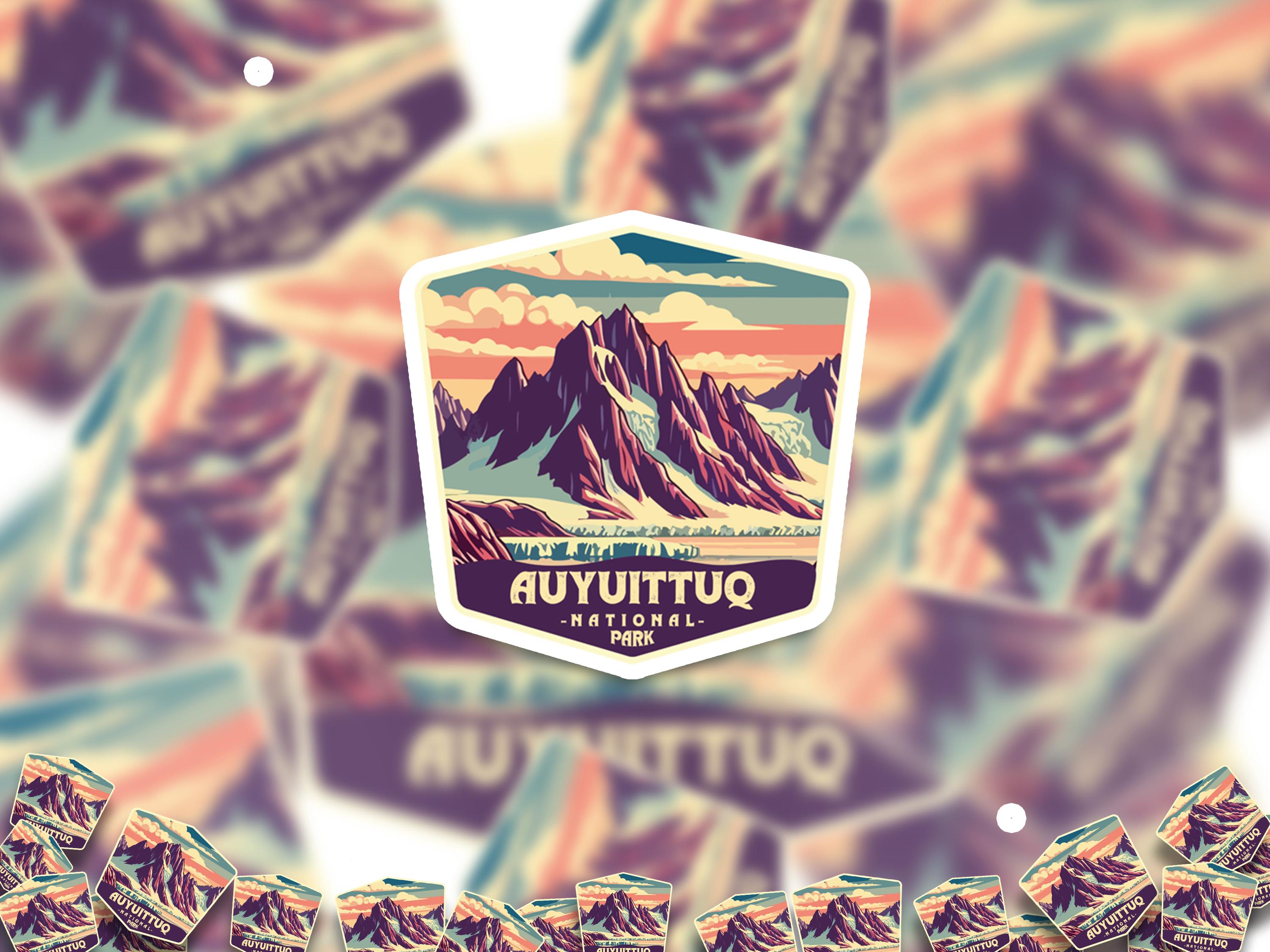 Auyuittuq National Park Sticker, Vinyl Canada Nunavut, Retro Water Bottle Decal Hiking