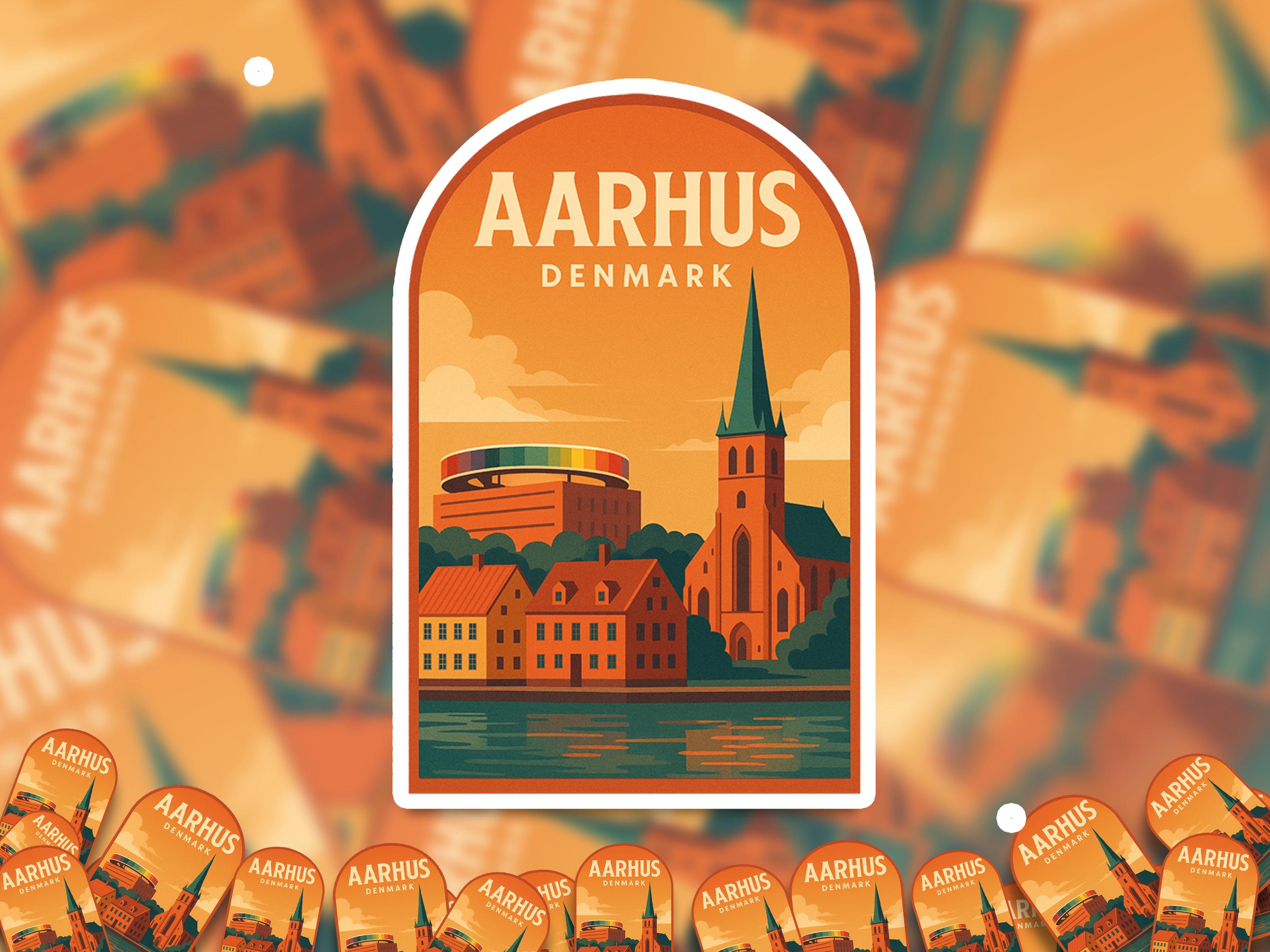 Aarhus Denmark Sticker, Vintage City Vinyl Decal, Retro Travel Lover Collection, Journal Scrapbook