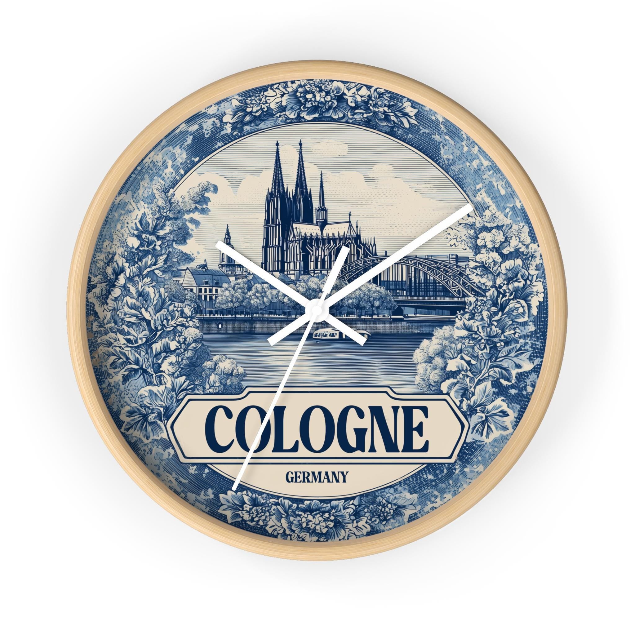 Cologne Germany Wall Clock, Delf style Home Decor, Vintage City Travel Keepsake Art