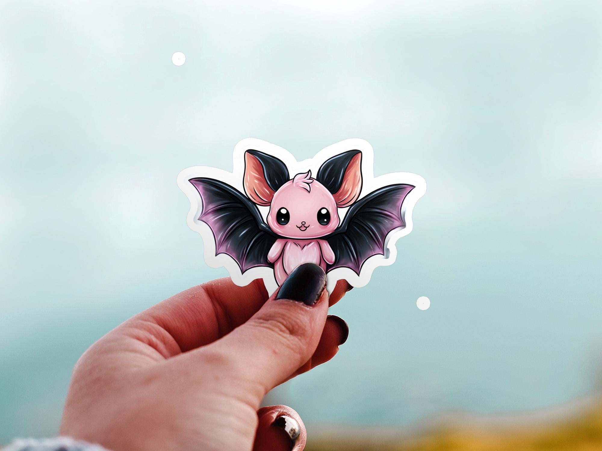 Kawaii Bat Halloween Sticker: Waterproof Vinyl Decal