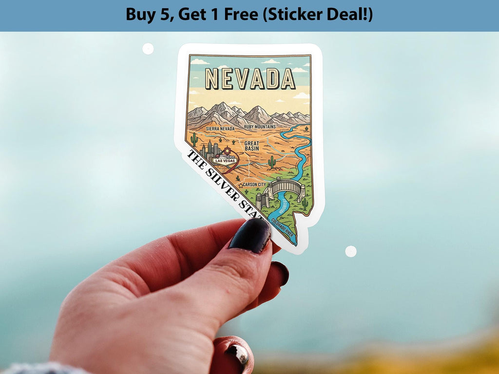 Nevada State Sticker, USA Kiss-Cut Vinyl, Landmark Waterproof Decal, United States Travel Collection