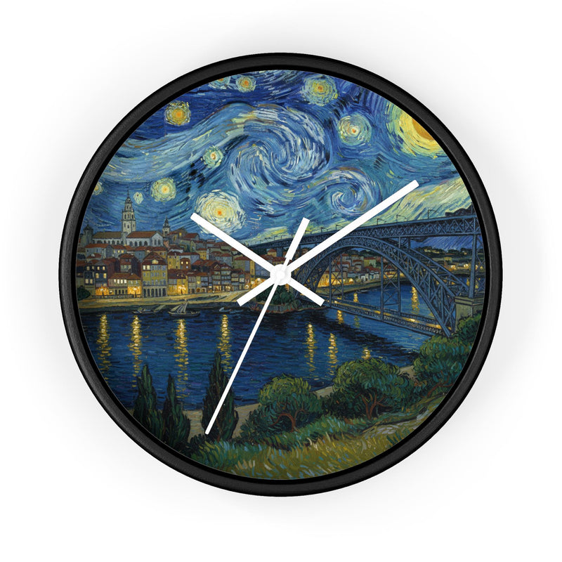 Porto portugal Wall Clock Vintage Van Gogh Starry Night Home Gift