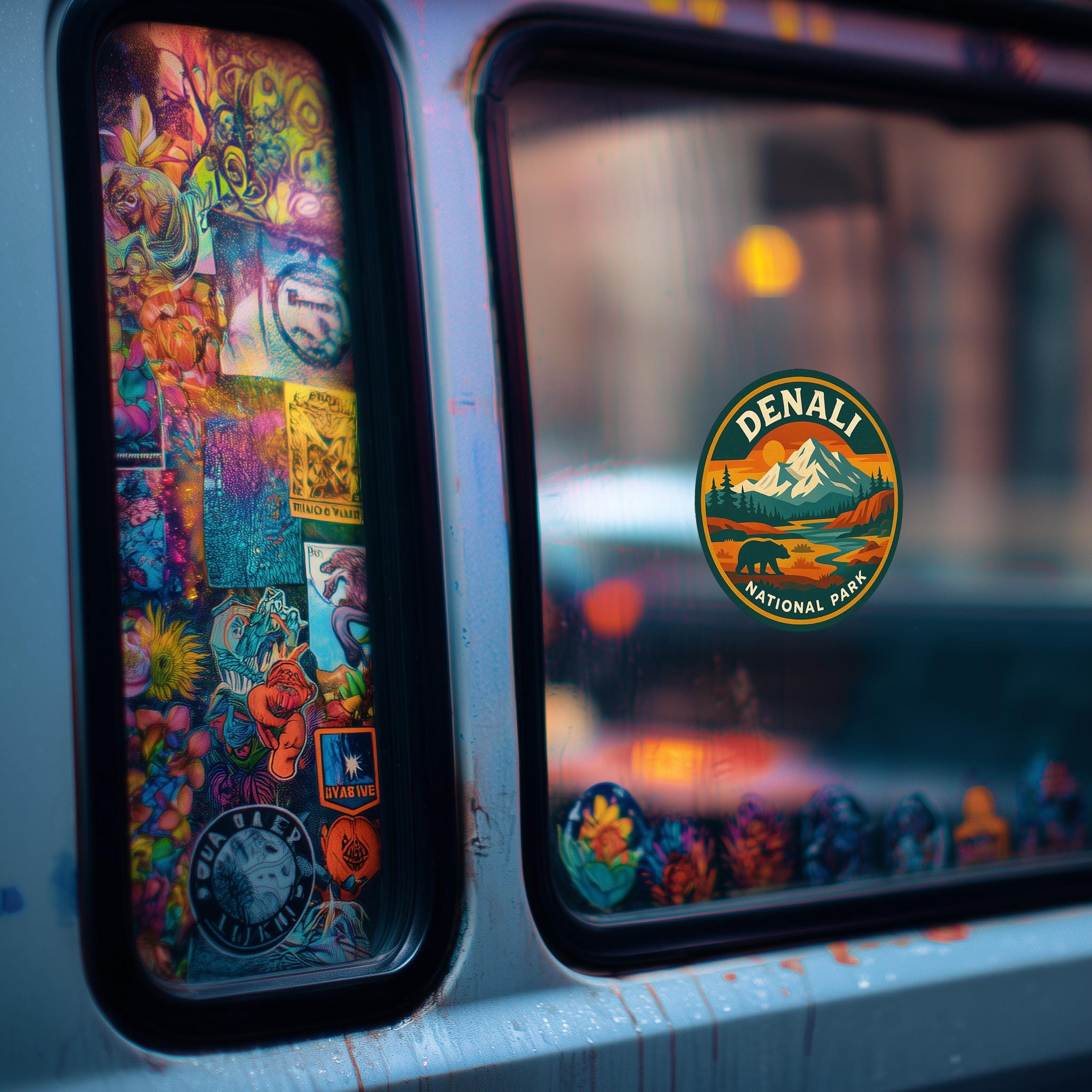 Denali National Park Car Sticker, Retro Vinyl Decal Bumper Sticker, Vintage Waterproof Camping