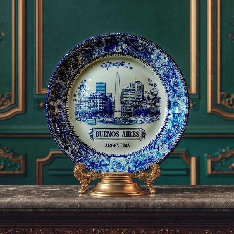 Buenos Aires Decorative Plate, Delft Vintage Home Decor Personalized Gift Housewarming gift Argentina Travel