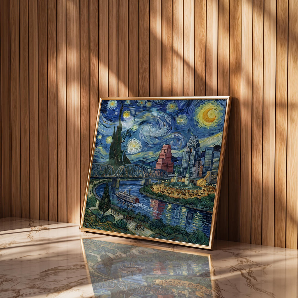Louisville Kentucky Starry Night Wall Art, Van Gogh Print, Travel Gift Home Decor