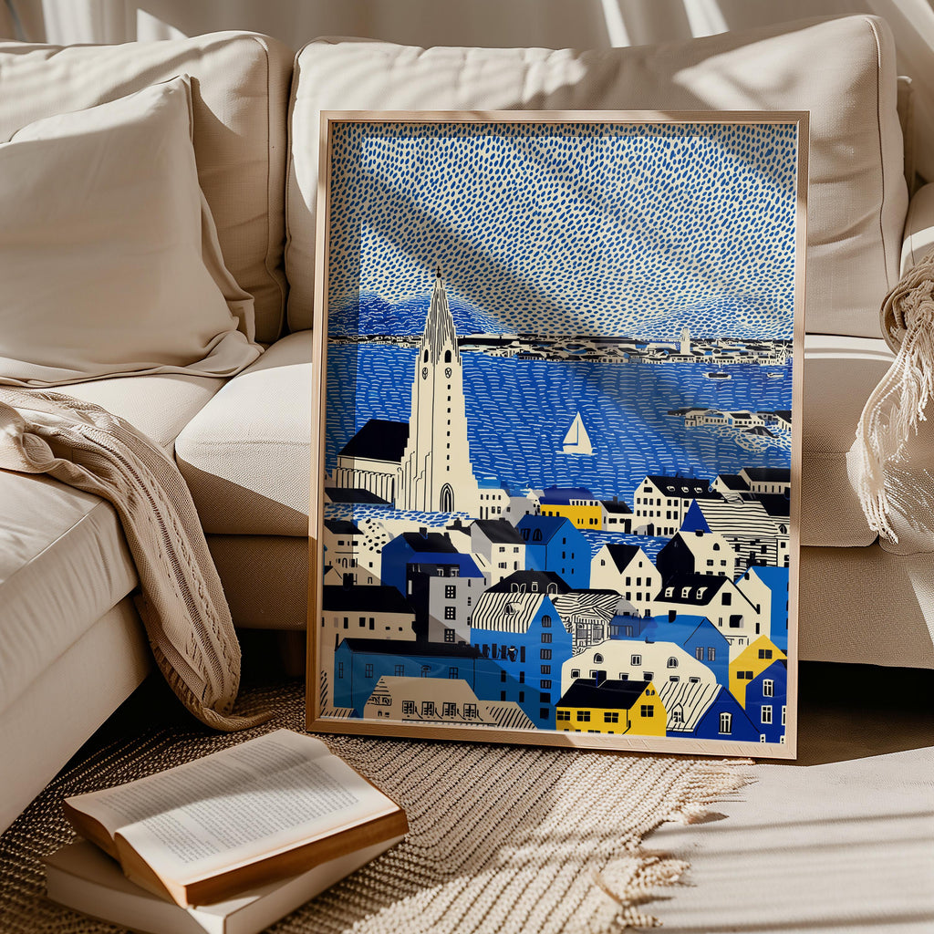 Reykjavik Iceland Wall Art Print, Pop Art Modern Large Size Poster Travel Gift Canvas