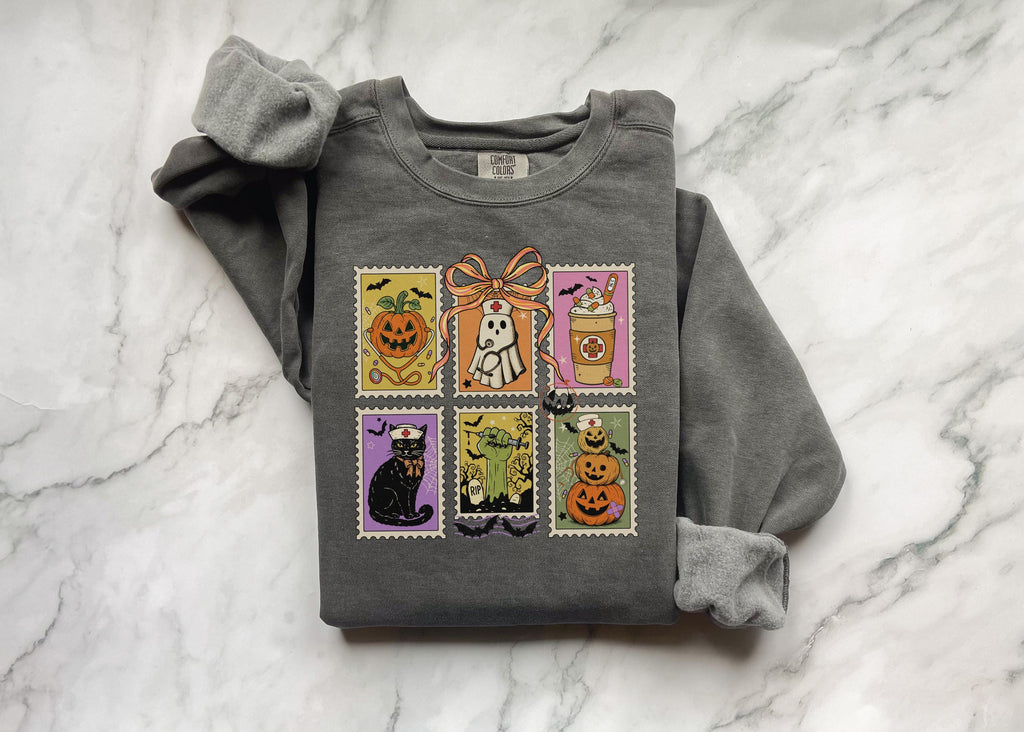 Halloween Nurse Shirt, Spooky Tarot Card RN Sweatshirt, Witchy Pumpkin Ghost Cat Design, Cute Fall Medical Top, Gift for Nurse, RN Apparel