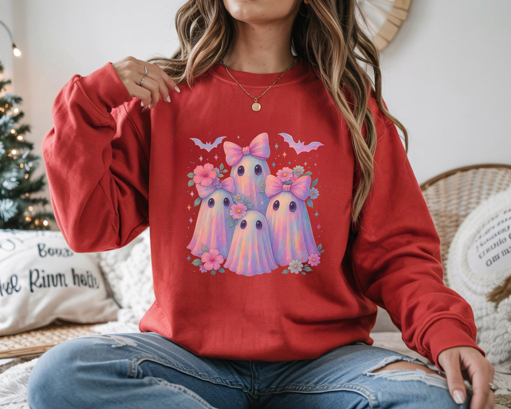 Cute Ghost Friends Sweatshirt, Kawaii Pastel Halloween Sweater, Spooky Cute Ghosts Crewneck, Cozy Fall Ghost Shirt, Halloween Gift