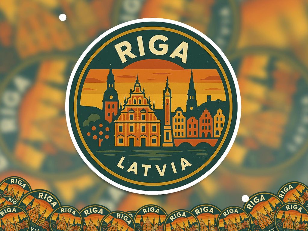 Riga Latvia Sticker Kiss-Cut Vinyl, Waterproof Decal, Retro Travel Lover Collection
