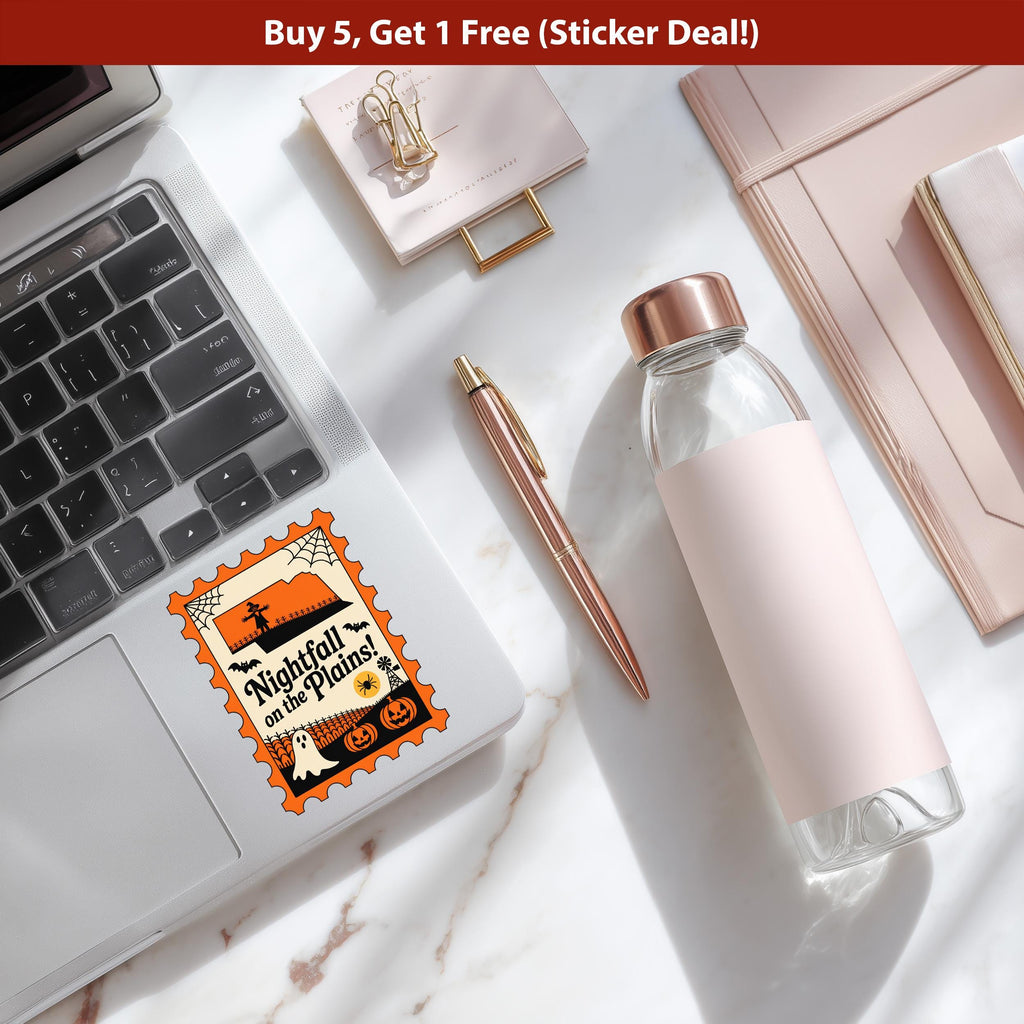 Nebraska Stamp Halloween Sticker, Spooky USA Kiss-Cut Vinyl, Waterproof Decal, United States Travel