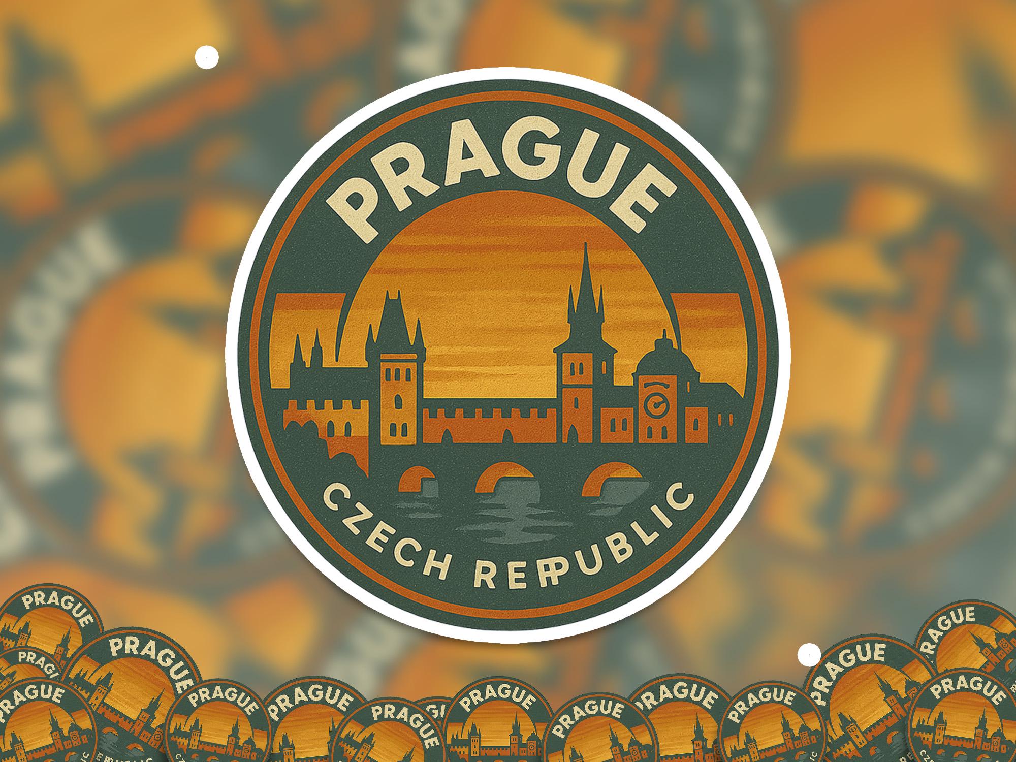 Prague Czech Republic Kiss-Cut Vinyl, Waterproof Decal, Retro Travel Lover Collection