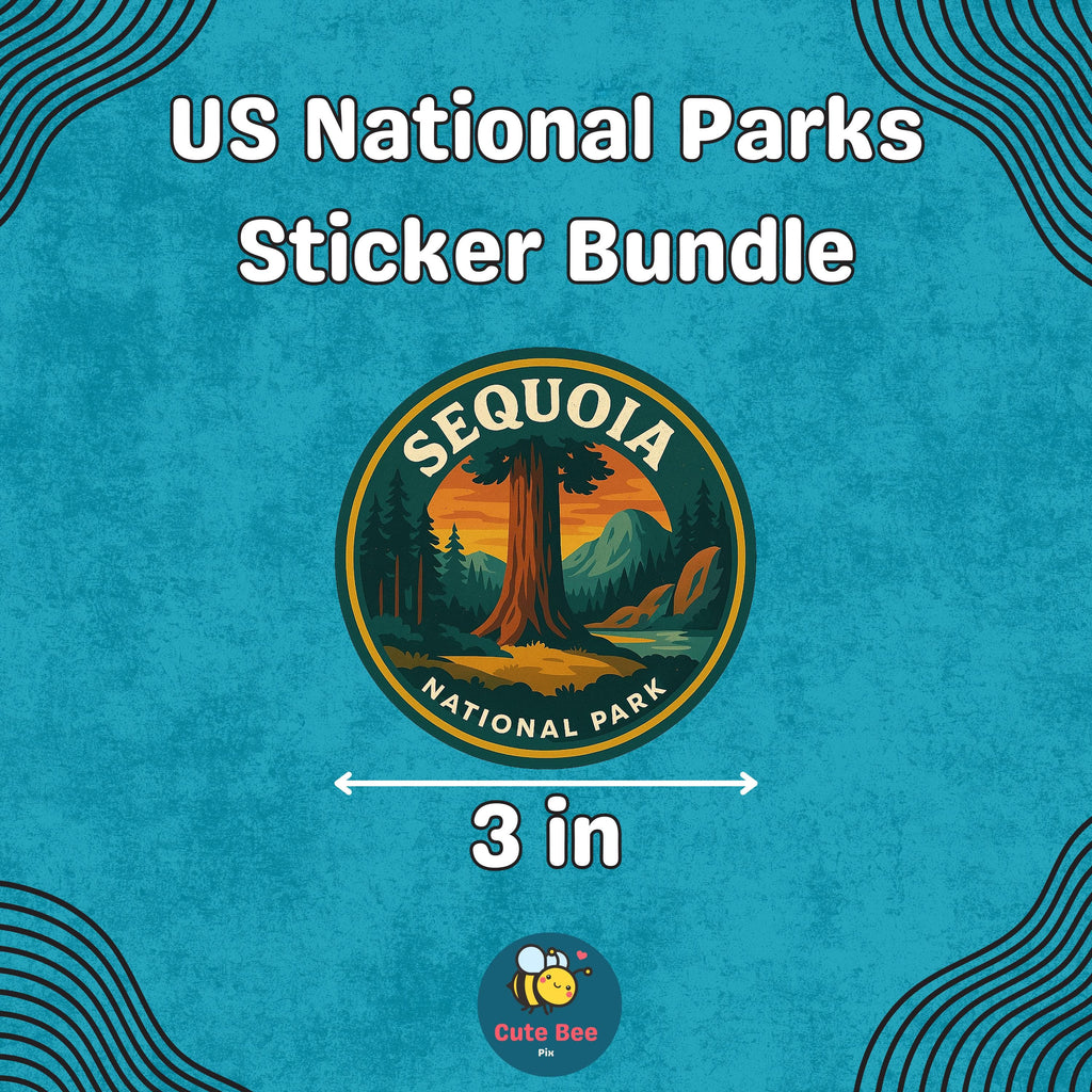 National Parks Sticker Set, Bundle Retro Vinyl Waterproof Decal, Vintage Collection