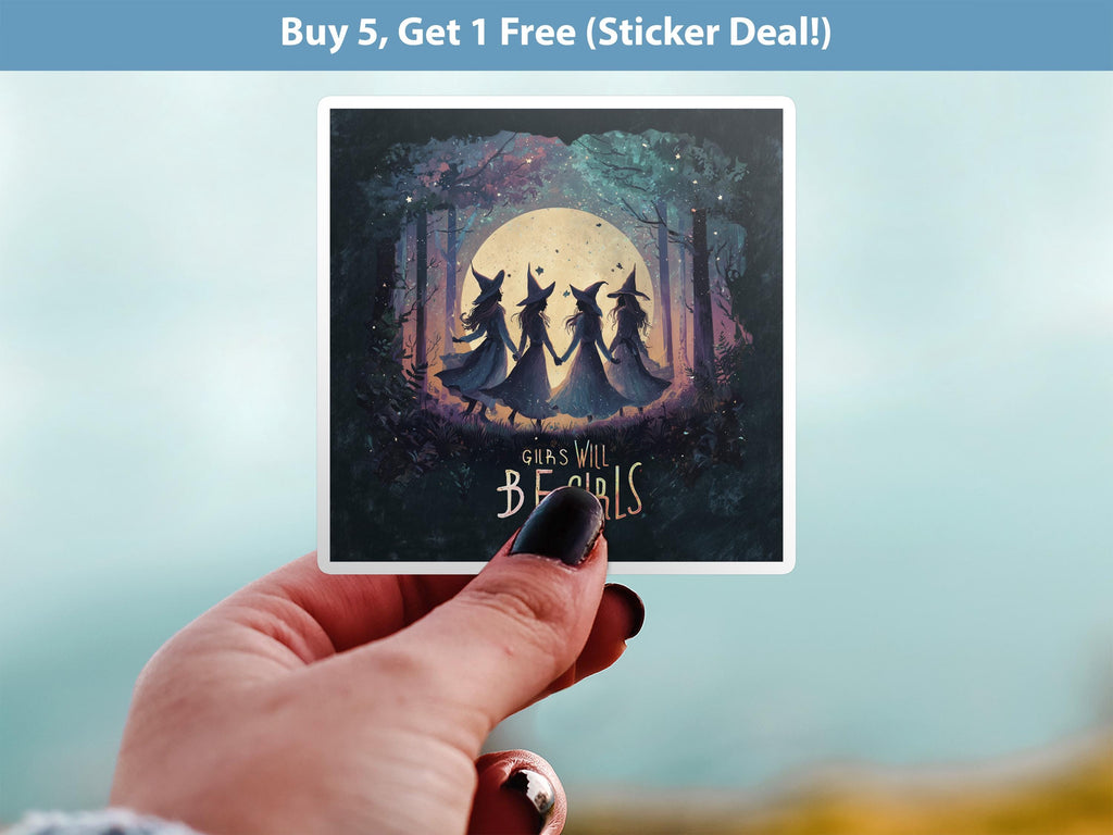 Girls Will be Girls Coven Sticker, Aurora Witch Vinyl Decal, waterproof Feminist kindle