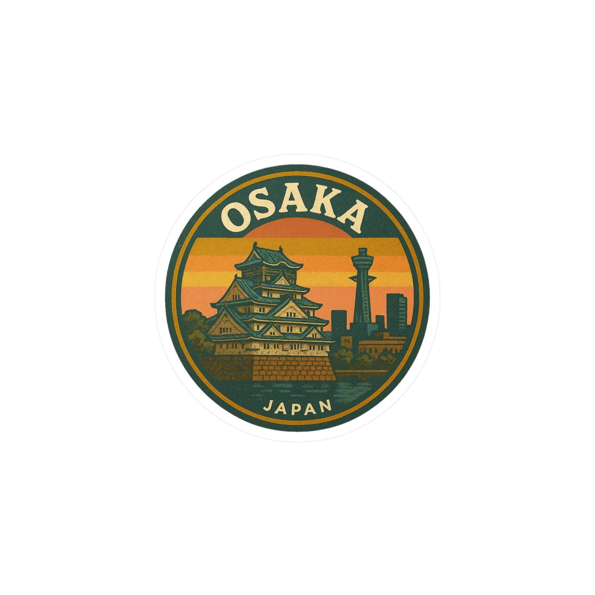 Osaka Japan Sticker Kiss-Cut Vinyl, Waterproof Decal, Retro Travel Lover Collection