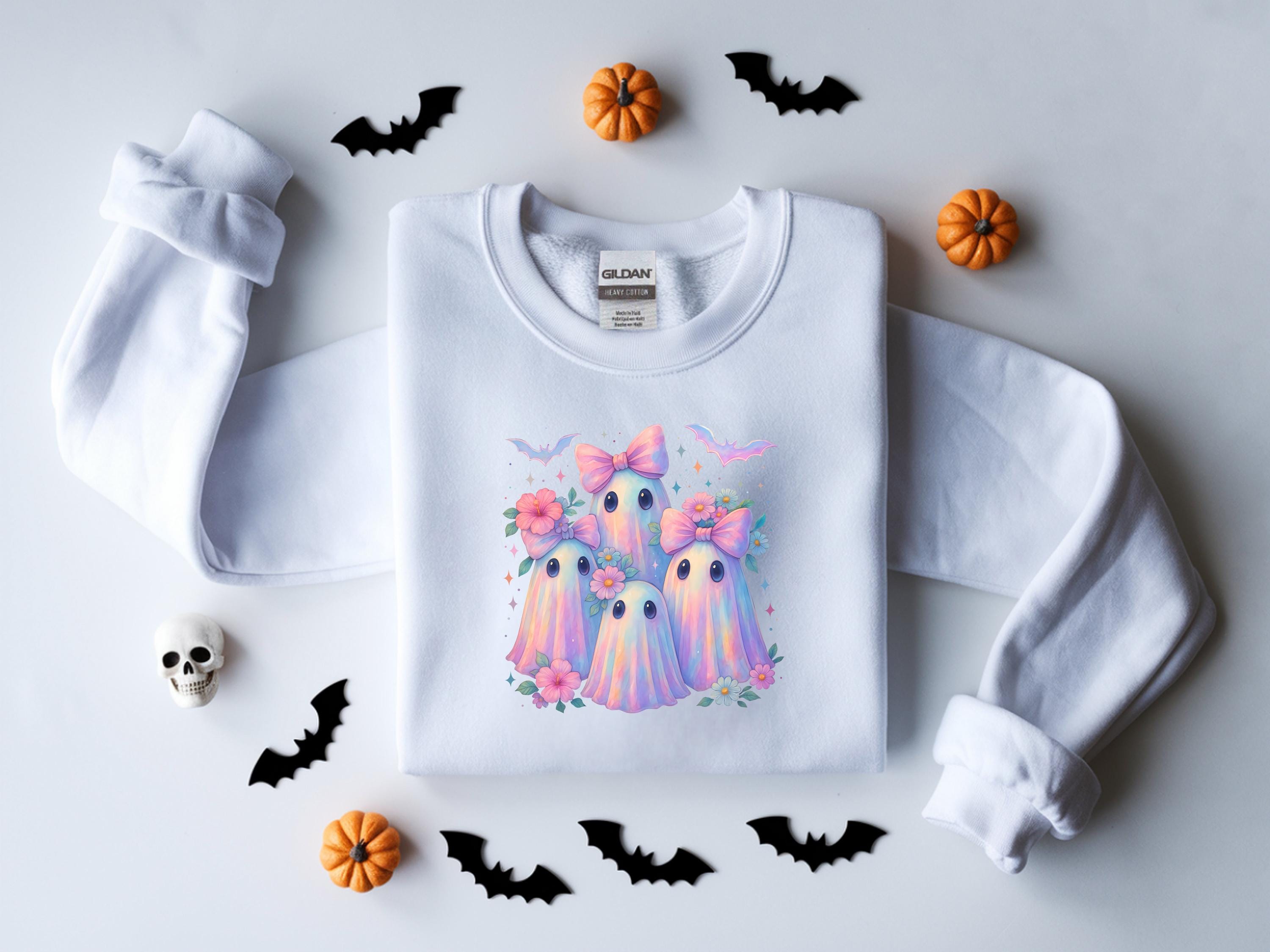Cute Ghost Friends Sweatshirt, Kawaii Pastel Halloween Sweater, Spooky Cute Ghosts Crewneck, Cozy Fall Ghost Shirt, Halloween Gift