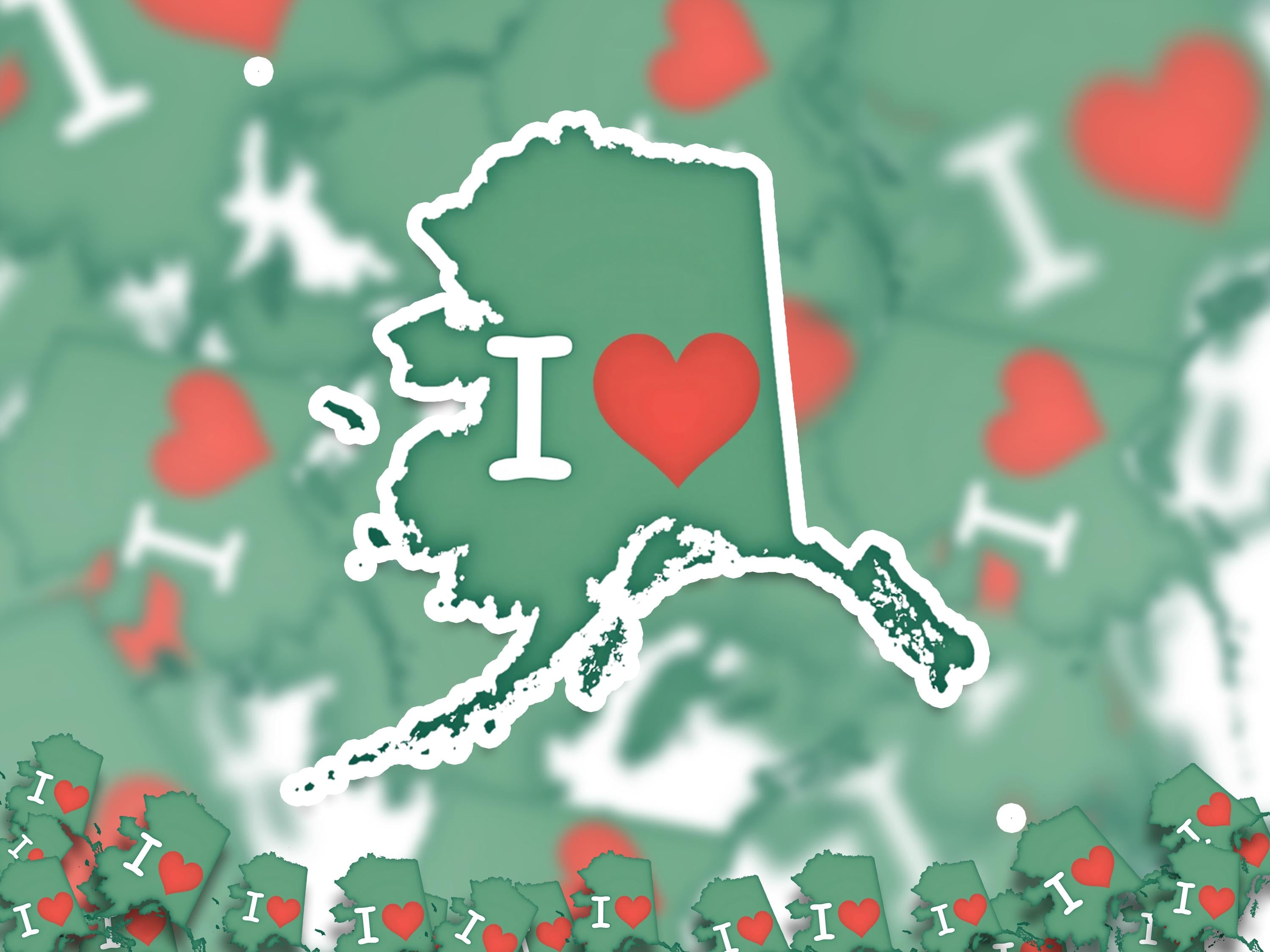 I love Alaska Sticker, Vintage US States Vinyl Decal, Waterproof Decal, Retro Travel Collection