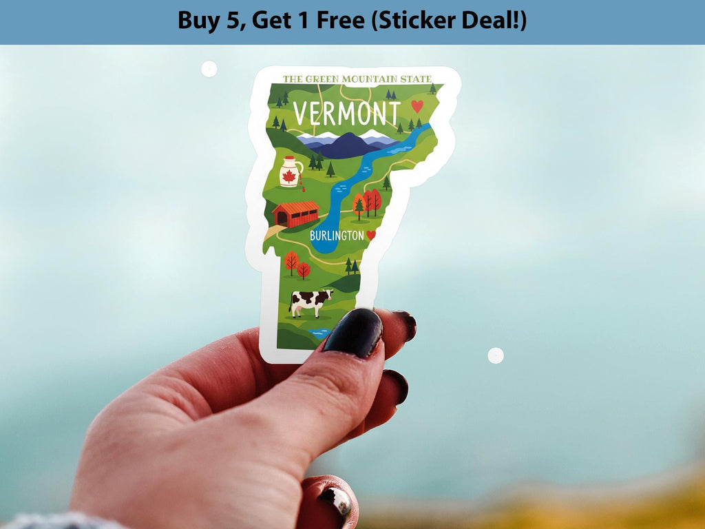 Vermont State Sticker, USA Kiss-Cut Vinyl, Landmark Waterproof Decal, United States Travel Collection