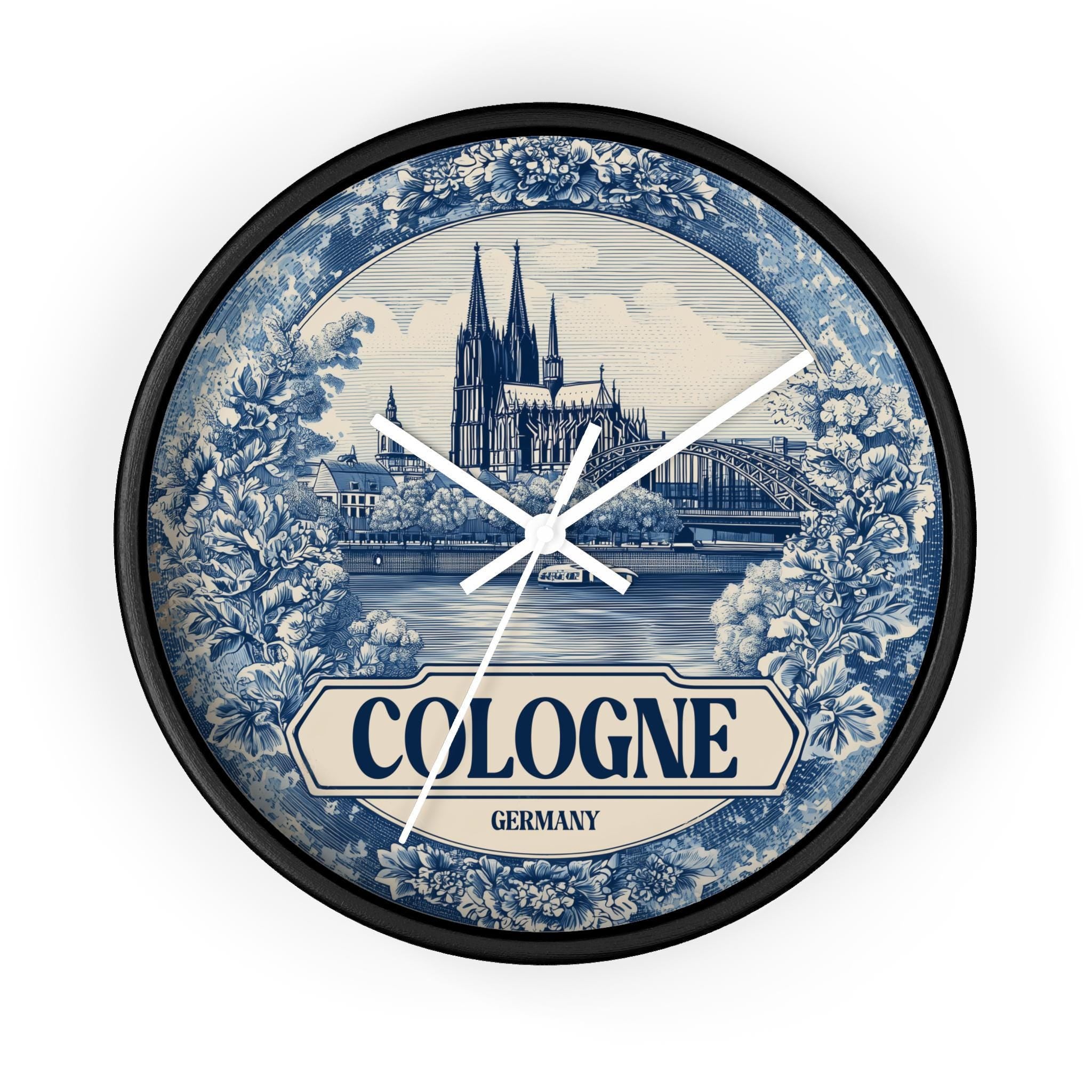 Cologne Germany Wall Clock, Delf style Home Decor, Vintage City Travel Keepsake Art