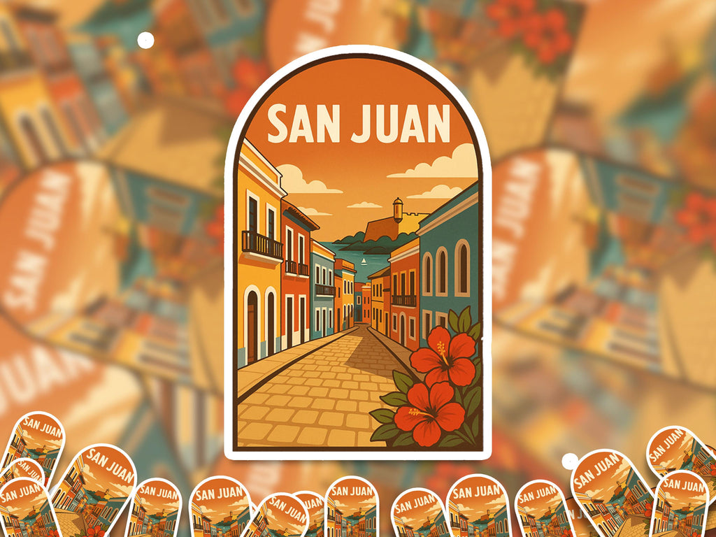 San Juan Puerto Rico Sticker, Vintage City Vinyl Decal, Retro Travel Lover Collection, Journal Scrapbook