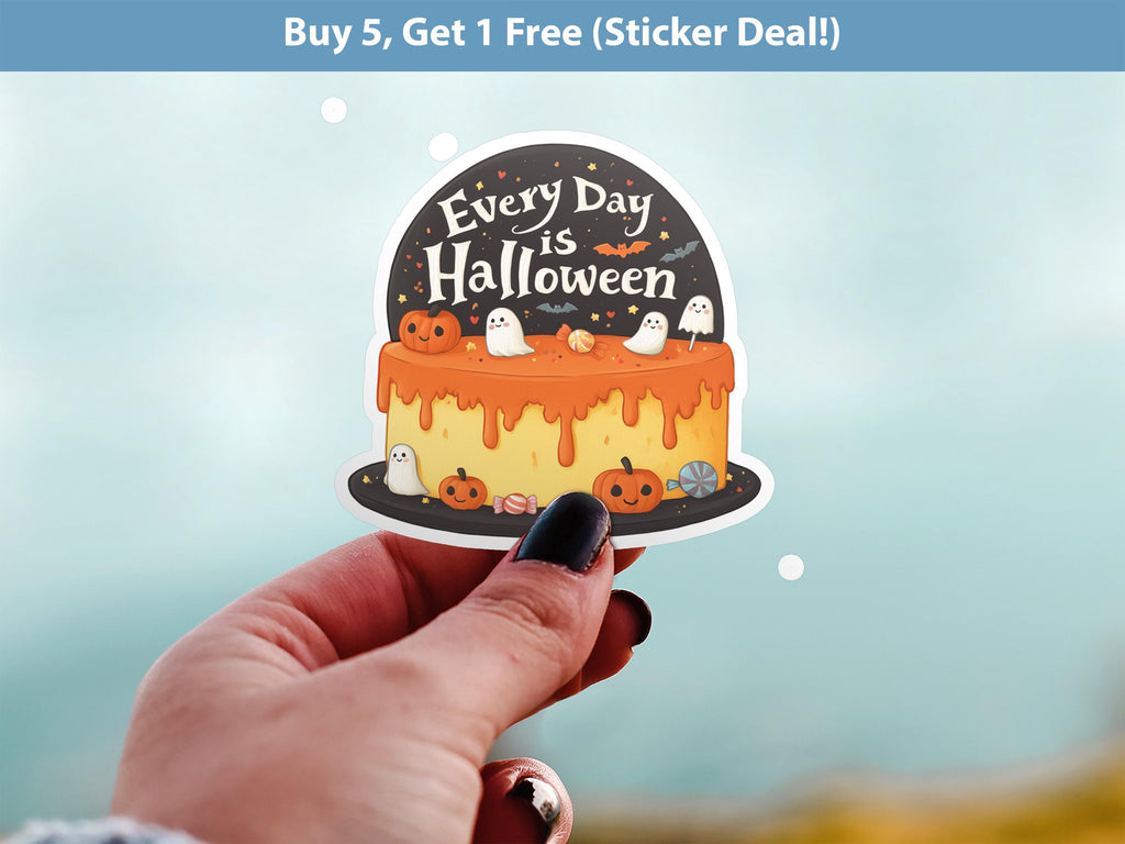 Halloween Sticker: Pumpkin Ghost Cake, Spooky Decal