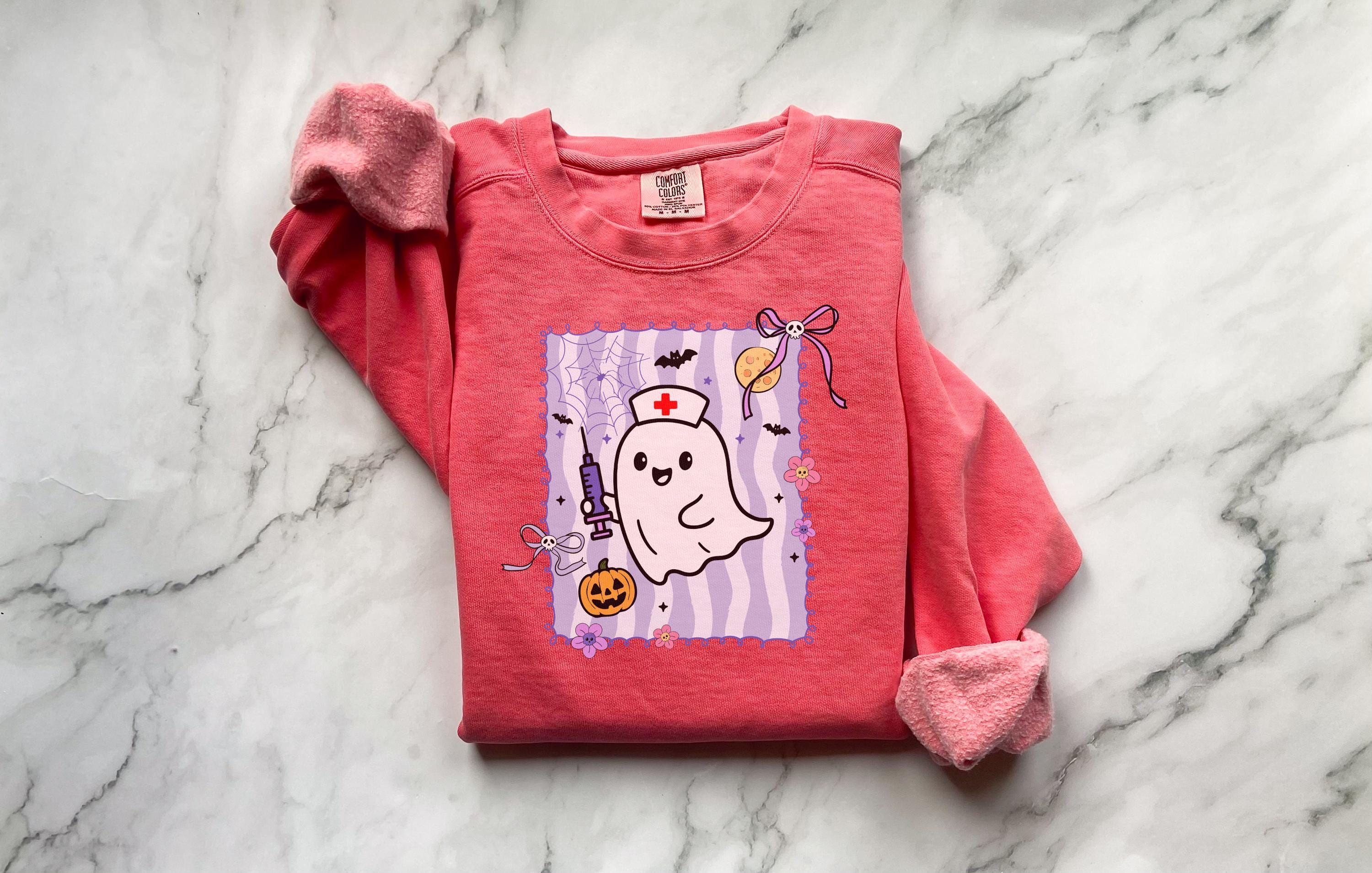 Cute ghost Spooky Nurse Sweatshirt, Halloween Shirt Nurse Shirt, Halloween Nurse, Nurse Tee, Halloween Gift Gift for nurse, Cute ghosts