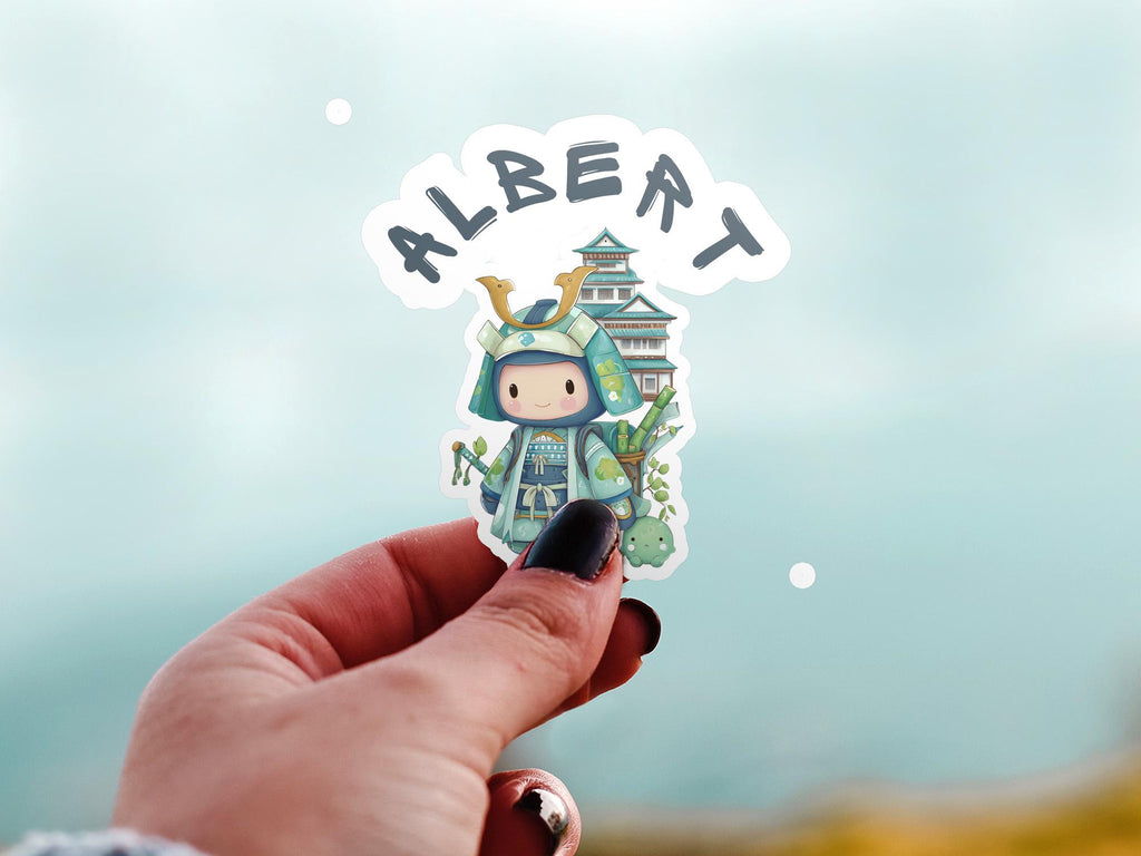 Custom Samurai Name Sticker: Kawaii Japanese Decal, Waterproof Vinyl