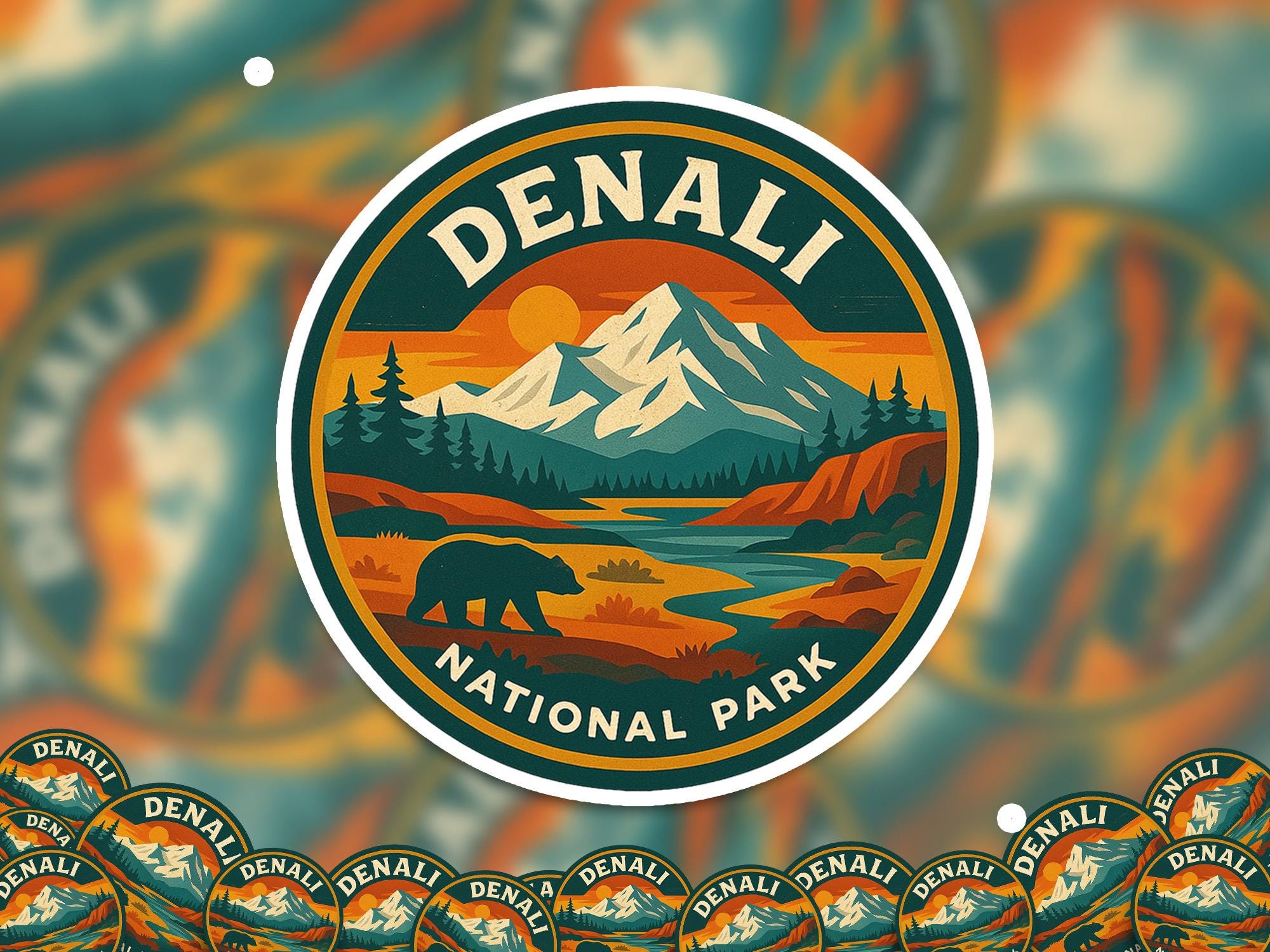 Denali National Park Sticker, Retro Vinyl Waterproof Decal, Vintage USA Travel Collection