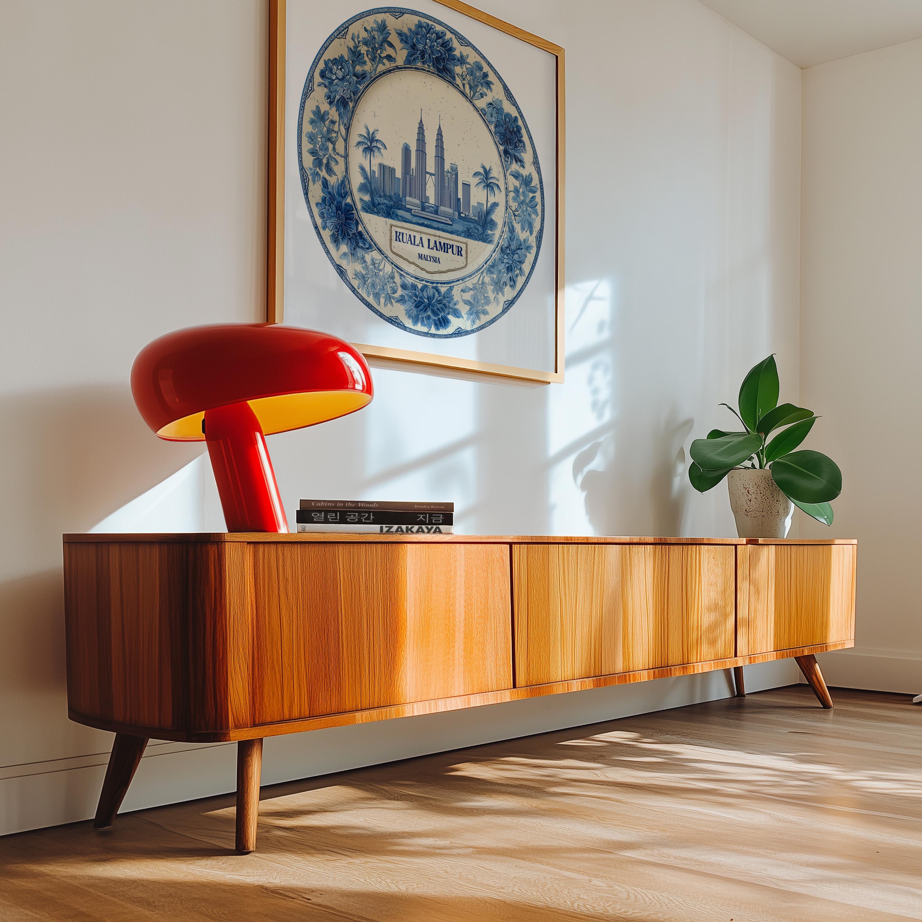 Kuala Lumpur Malaysia Wall Art, Vintage Delft Blue Poster, City Print, Travel Home Decor