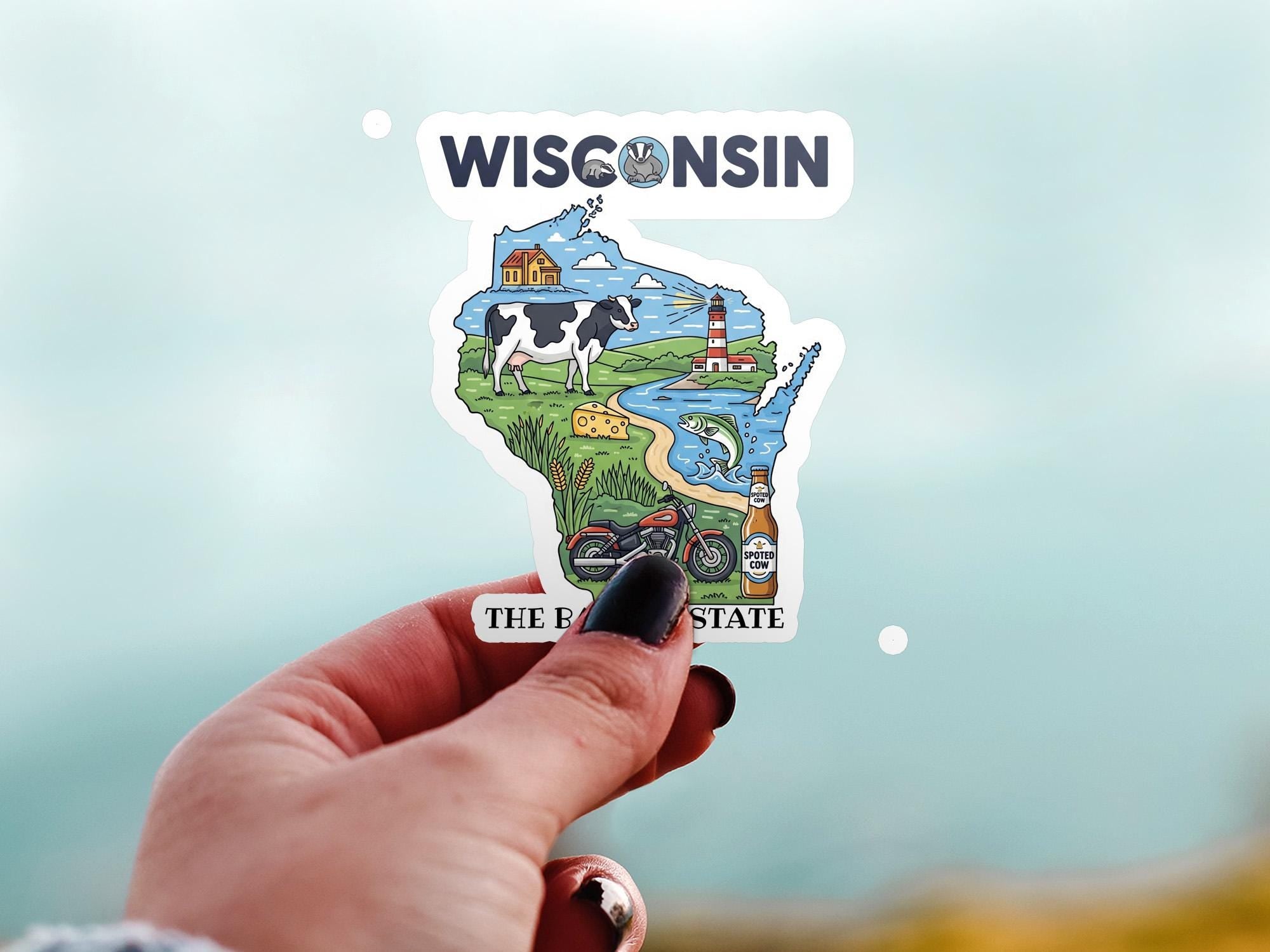 Wisconsin State Sticker, USA Kiss-Cut Vinyl, Landmark Waterproof Decal, United States Travel Collection