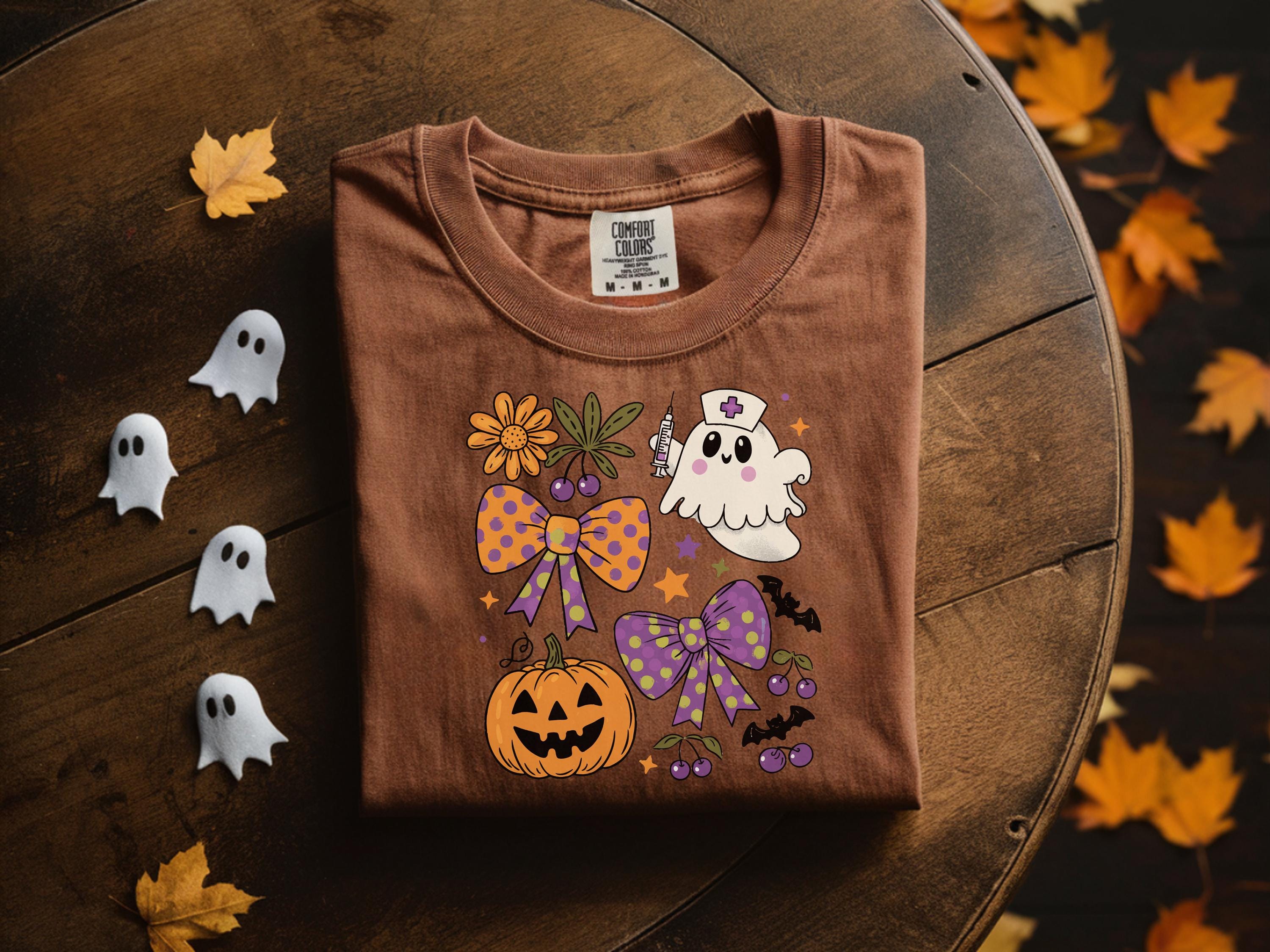 Halloween Nurse Retro Sweatshirt, cute ghost Nurse Shirt, Medical Halloween Shirt, Cute Nurse Gift for nurse,  Spooky hallowen
