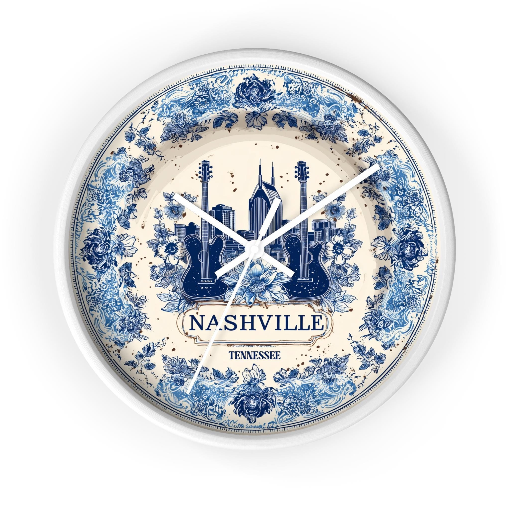 Nashville Tennessee Wall Clock, Delf style Home Decor, Vintage City Travel Keepsake Art